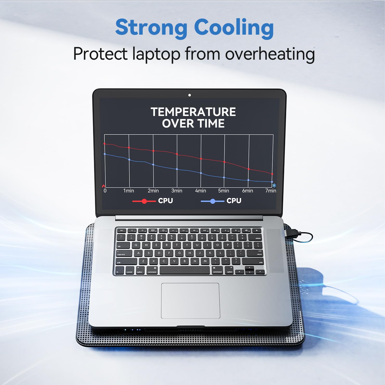 Tecknet Laptop Cooling Pad, Portable Slim Quiet Usb Powered Laptop Notebook Cooler Cooling Pad Stand Chill Mat With 3 Blue Led F