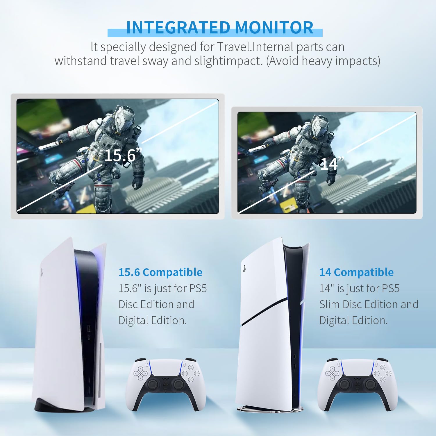 G-STORY 14" 4K 60Hz Portable Gaming Monitor with 2 HDMI, FreeSync, Built-in Speakers for PS5 Slim