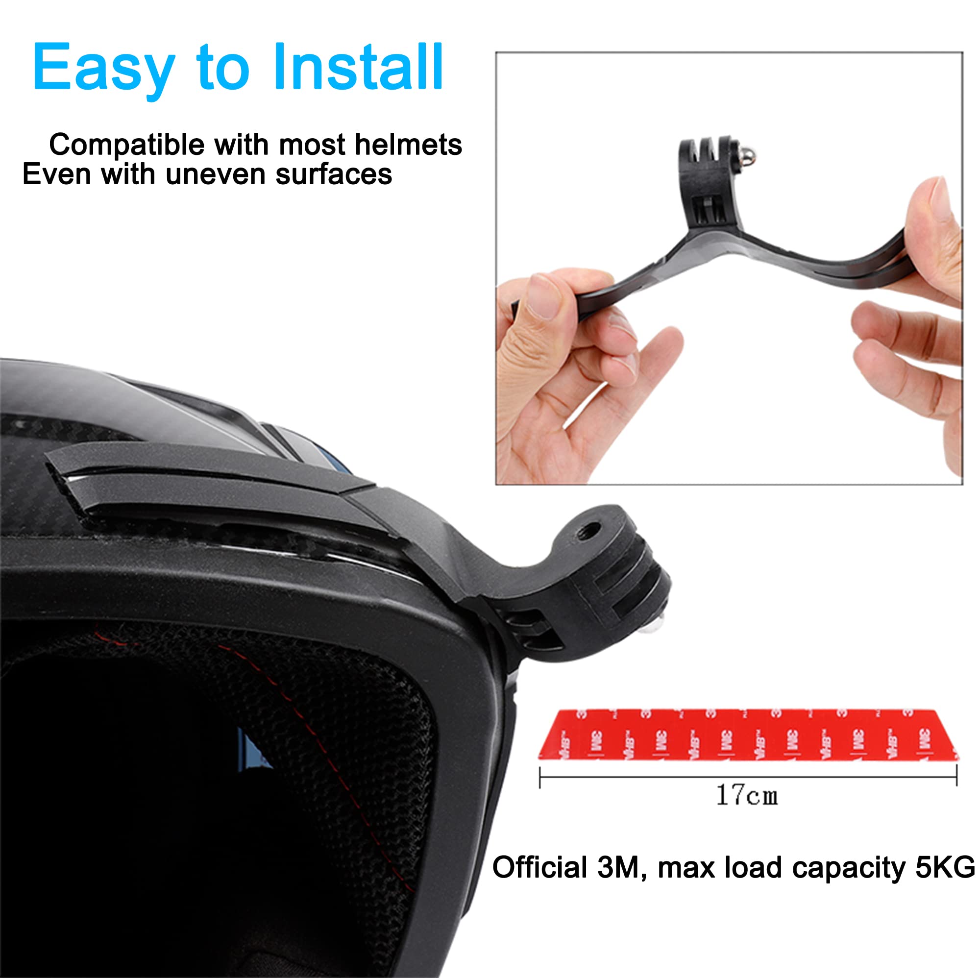 Pellking Universal Motorcycle Helmet Chin Action Camera Mount, Flexible Adhesive Helmet Mount Compatible With Gopro Hero 13 12 11 10 9 8 7 6 5 Black,Insta360,Akaso,Dji Action Sports Cam Accessories