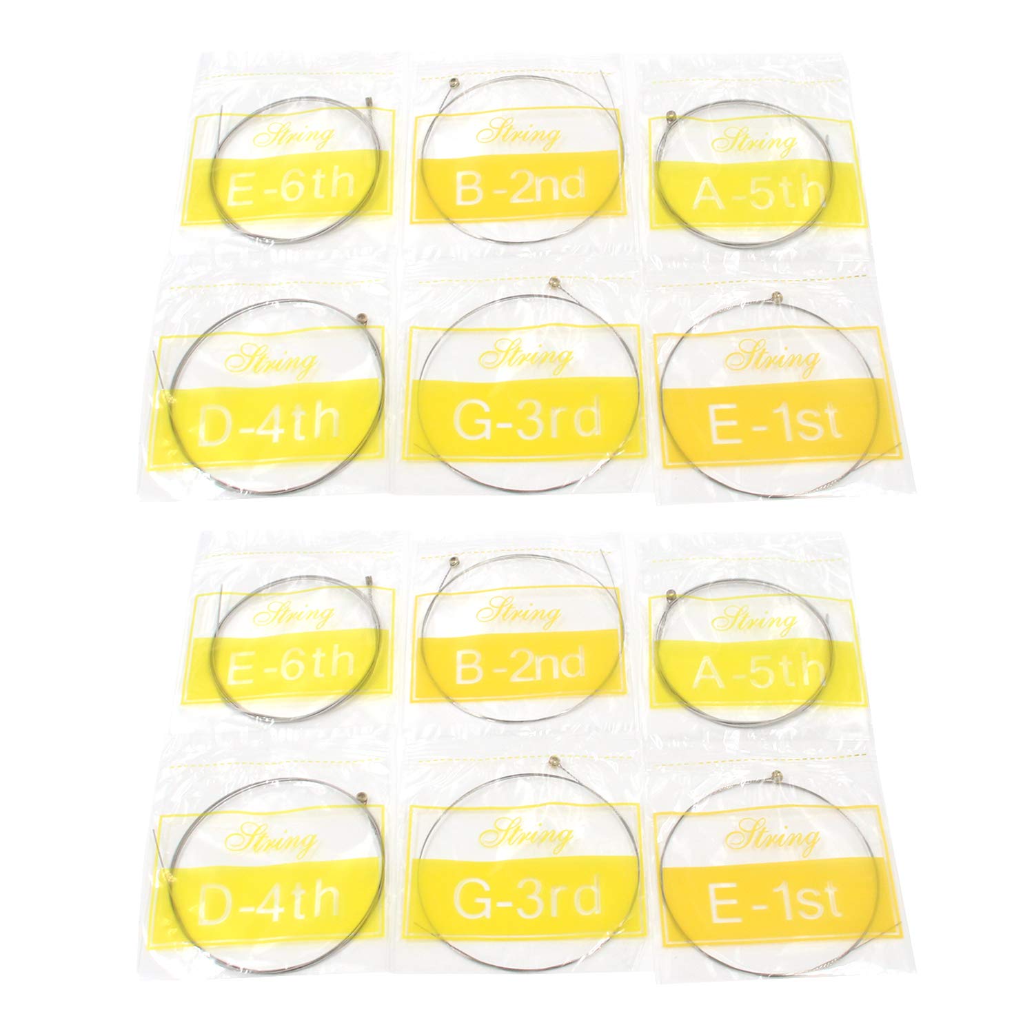 Geesatis 2 Set Of 6 Electric Guitar Strings Single Electric Guitar Strings Replacement Steel String, E 1St, B 2Nd, G 3Rd, D 4Th,