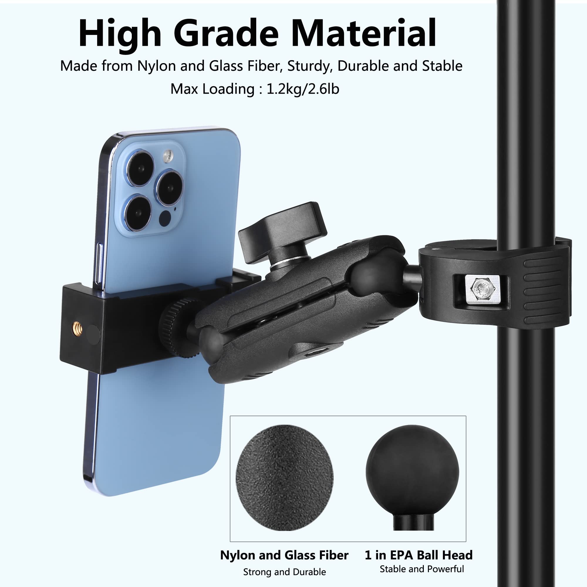 Music Boom Microphone Mic Stand Phone Holder Mount With Long Arm And Super Clamp 360    Rotation For Phone 14 13 12 11 Max Pro S