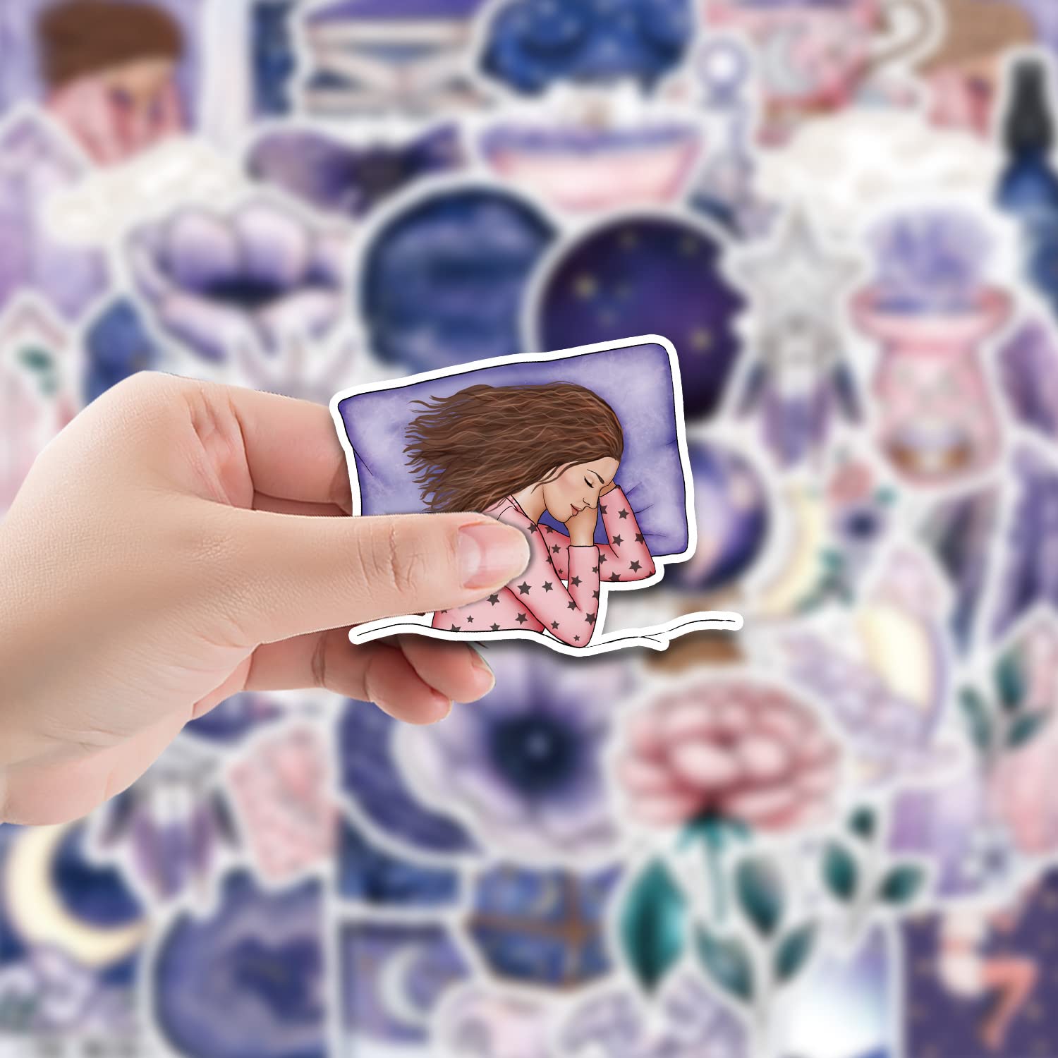 Yoksas Magic Moon Stars Astrology Stickers   50Pcs Waterproof Vinyl Midnight Fantasy Aesthetic Celestial Witch Stickers For Wate