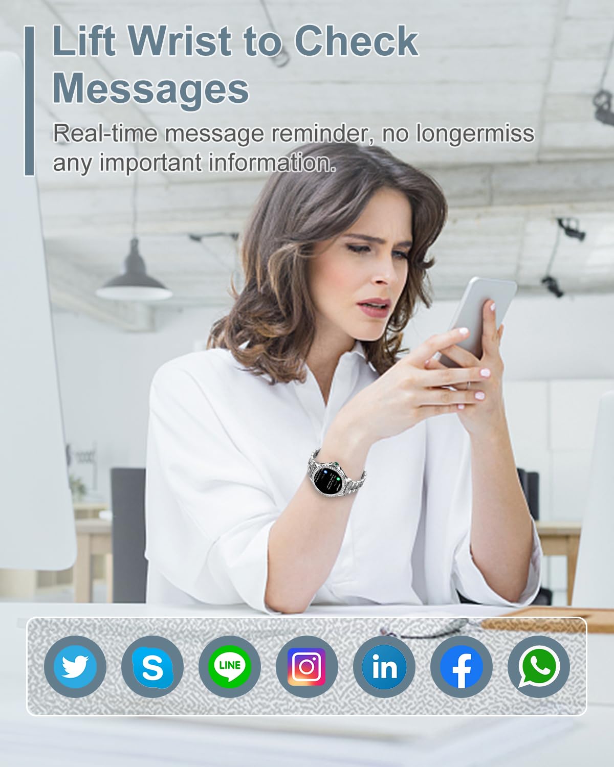 Smart Watches For Women(Answer/Make Calls) With Diamonds, 1.3    Hd Bluetooth Smart Watch For Android Ios Phones, Ip68 Waterproo