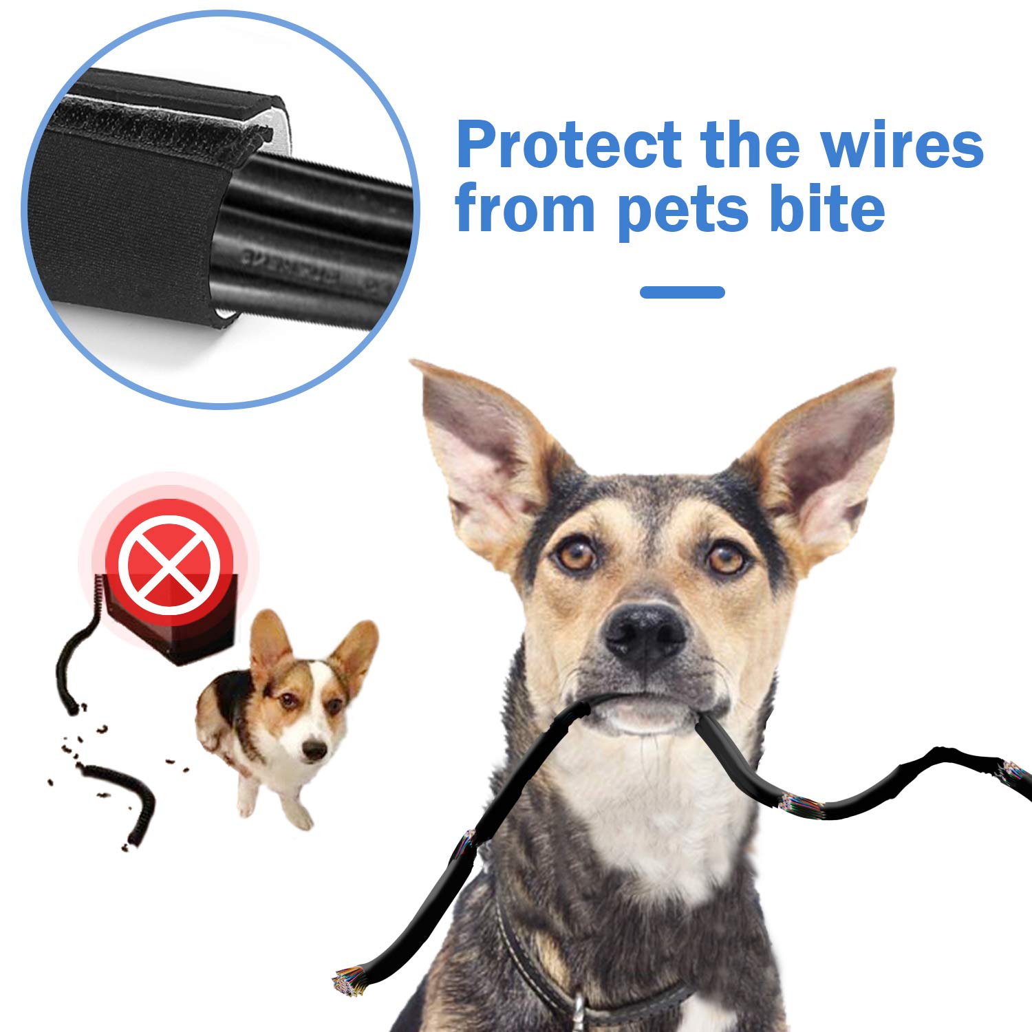 Joto 2 Pack Cable Management Sleeve, 130 Cord Organizer System With Hook&Loop For Tv Computer Office Home Entertainment, Flexibl