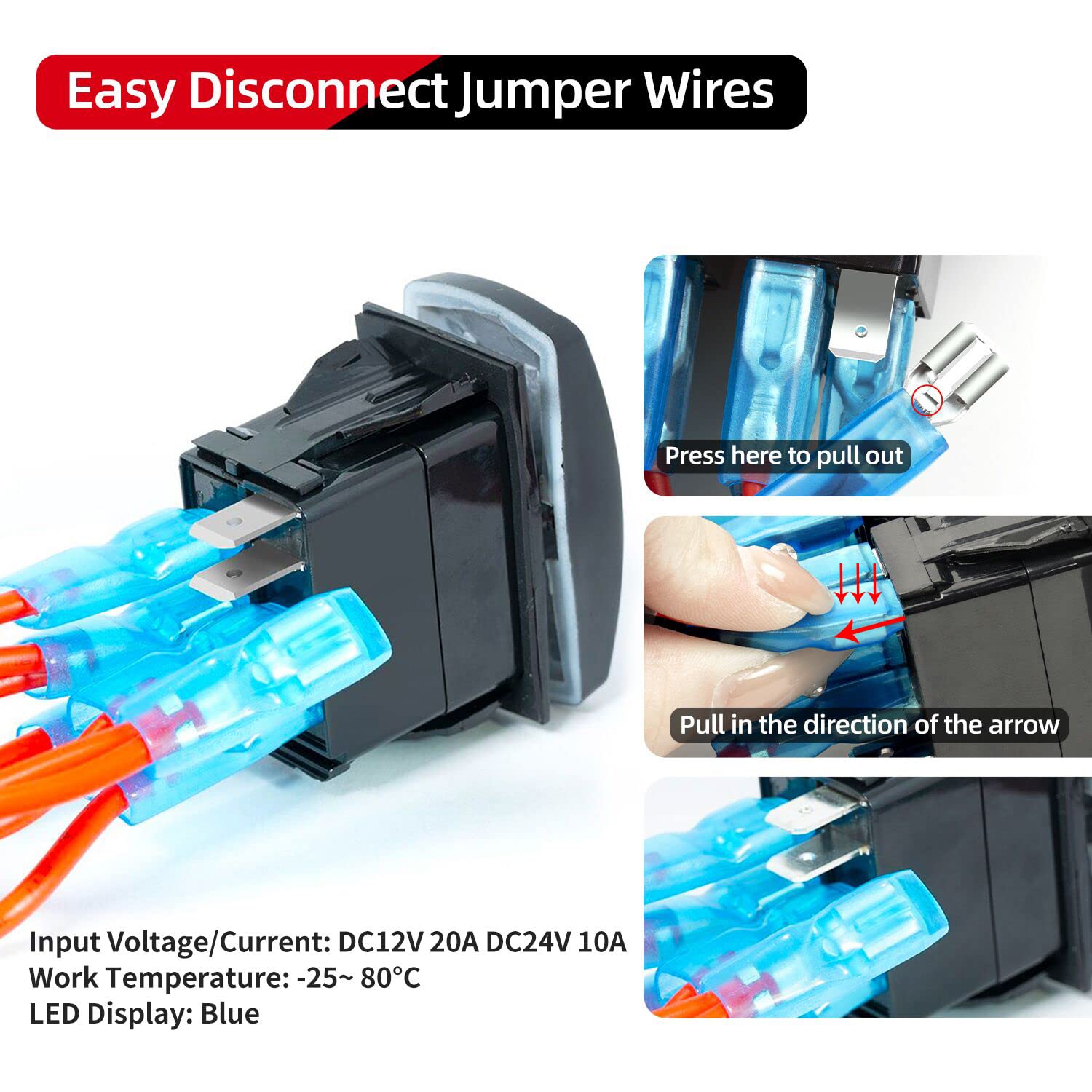 Fxc Boat Marine Switch Panel Waterproof 12V 6 Gang Rocker Switch Panel Blue Dual Led Light Toggle Switch Aluminum Panel Pre-Wire