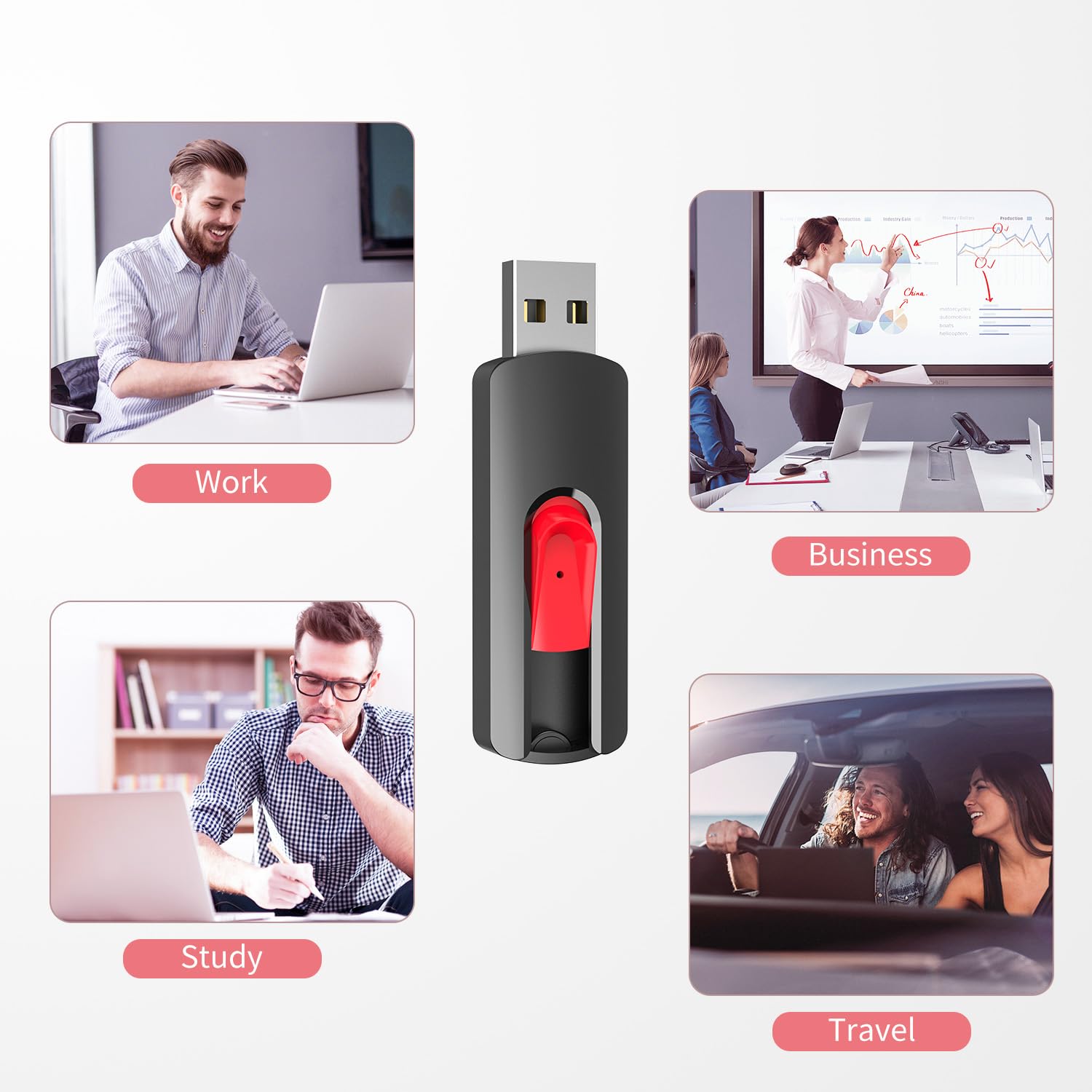 Raoyi 10Pcs 32Gb Usb Flash Drives Slide Retractable Memory Stick Bulk Usb 2.0 Thumb Drive Jump Drive Zip Drive Usb Sticks Data Storage Backup For Pc Mac (32G, Red)