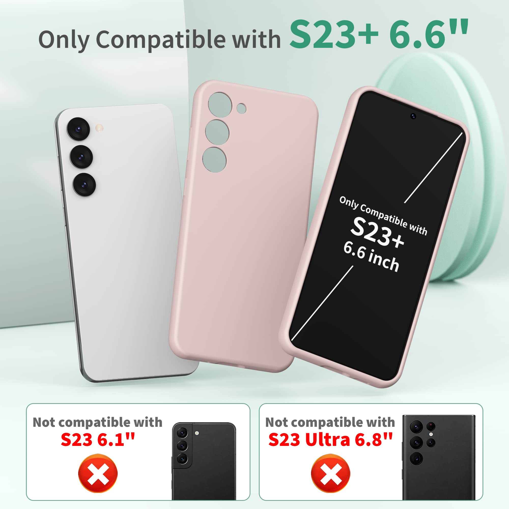 SURPHY Galaxy S23 Plus Phone Case with Camera Protection Liquid Silicone Pink Sand 6.6 inches
