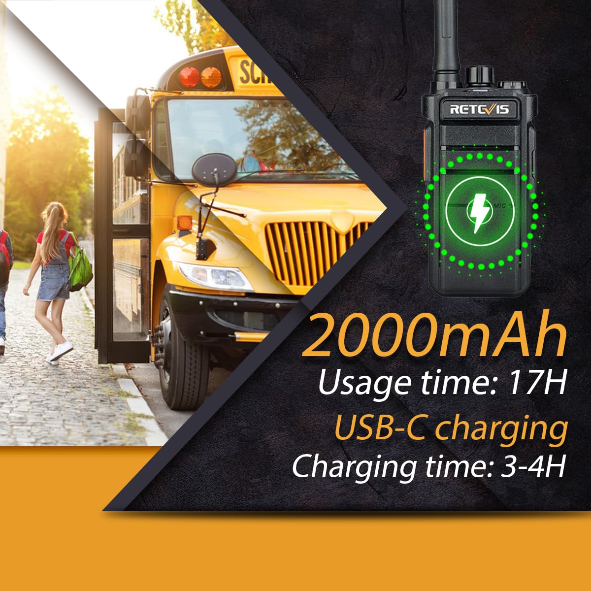 Retevis Rb26 Walkie Talkies With Earpiece And Mic Set,Gmrs Radio,Two Way Radio Long Range,2000Mah Battery,Usb C,Six Way Multi Un