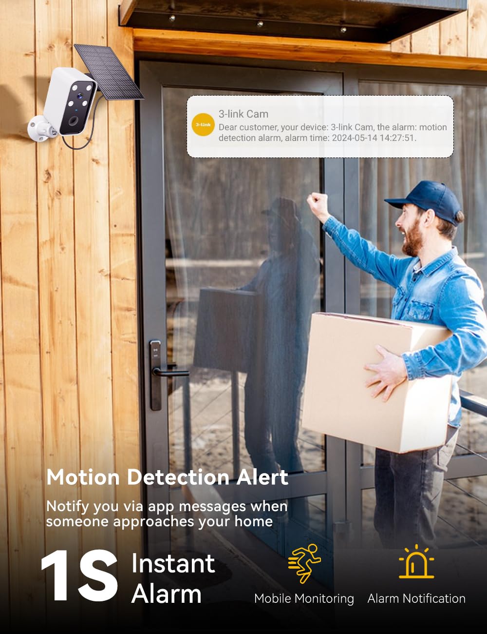 3 Link Solar Security Cameras Wireless Outdoor, Wi Fi Solar Camera Outdoor Wireless For Home Security Outside, No Monthly Fee, M