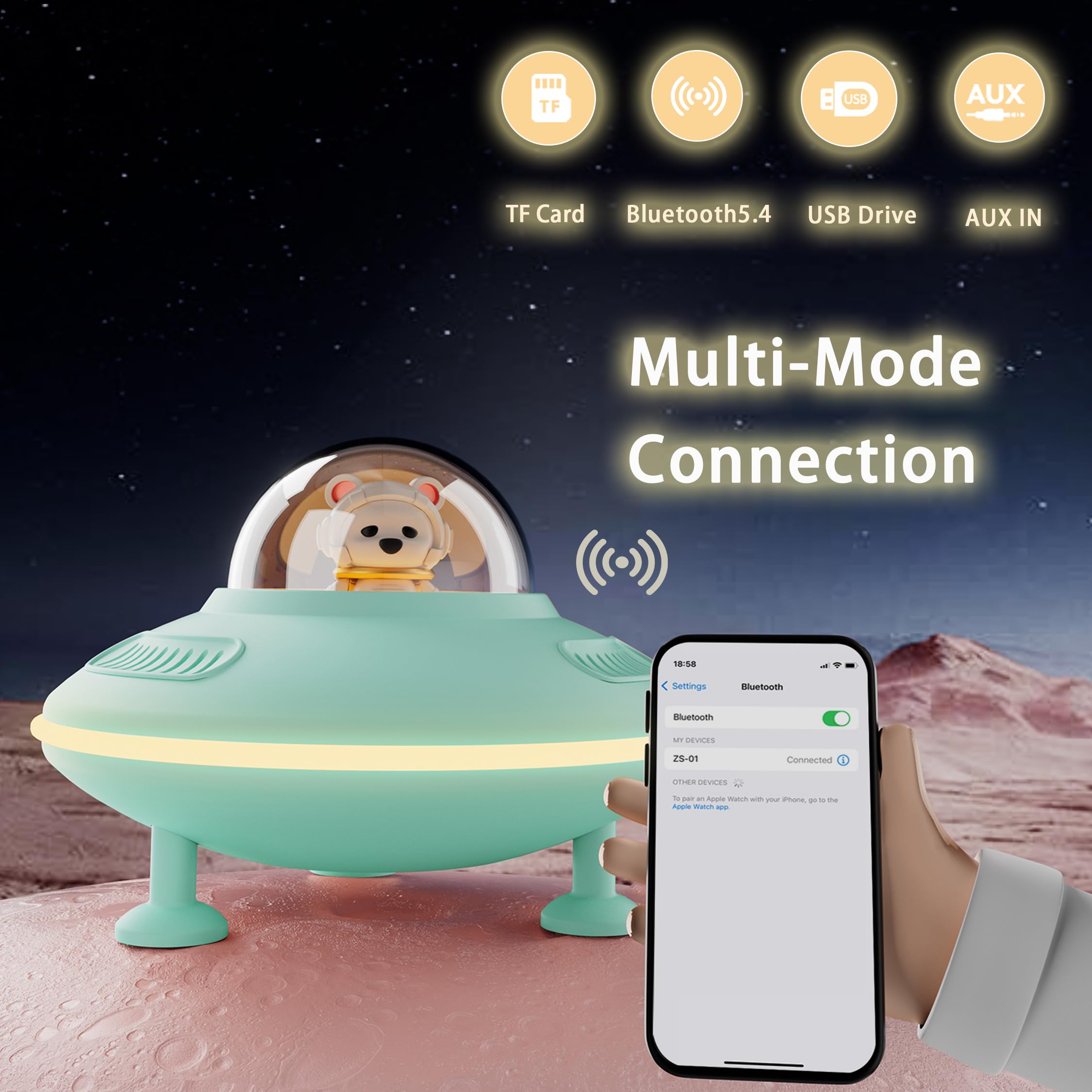 Mini Bluetooth Speaker, Bluetooth Speaker With Lights,Small Speakers Bluetooth Wireless For Cute Room Decor, Bluetooth 5.4, Usb Disk&Aux&Tf Card Input, Gifts For Teen Girls Boys Teen Gifts   Blue