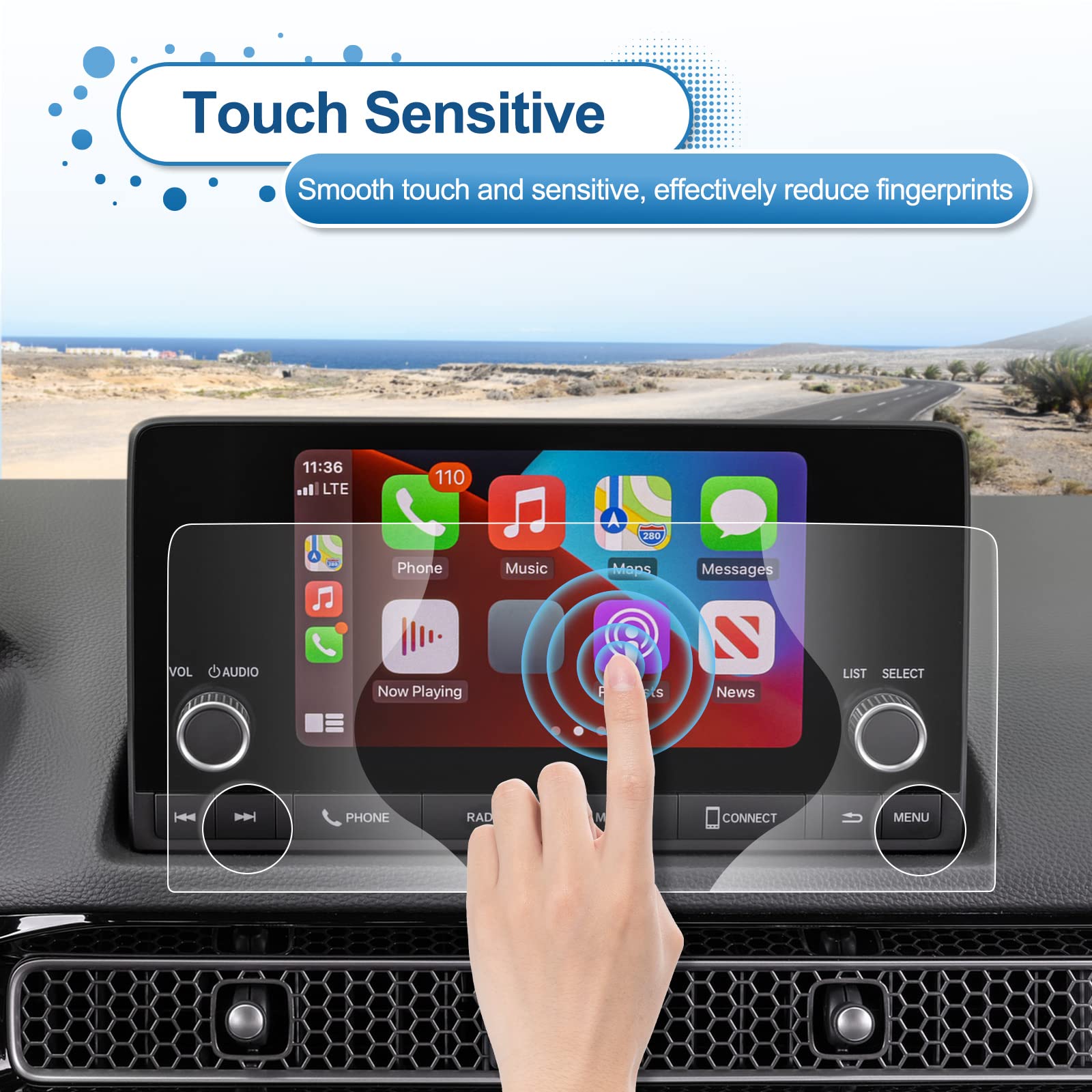 Coleya 2022 2023 2024 2025 Civic Screen Protector For Honda Civic (Sport/Lx/Ex/Ex L) 7 Inch Touch Screen, 9H Tempered Glass 2025