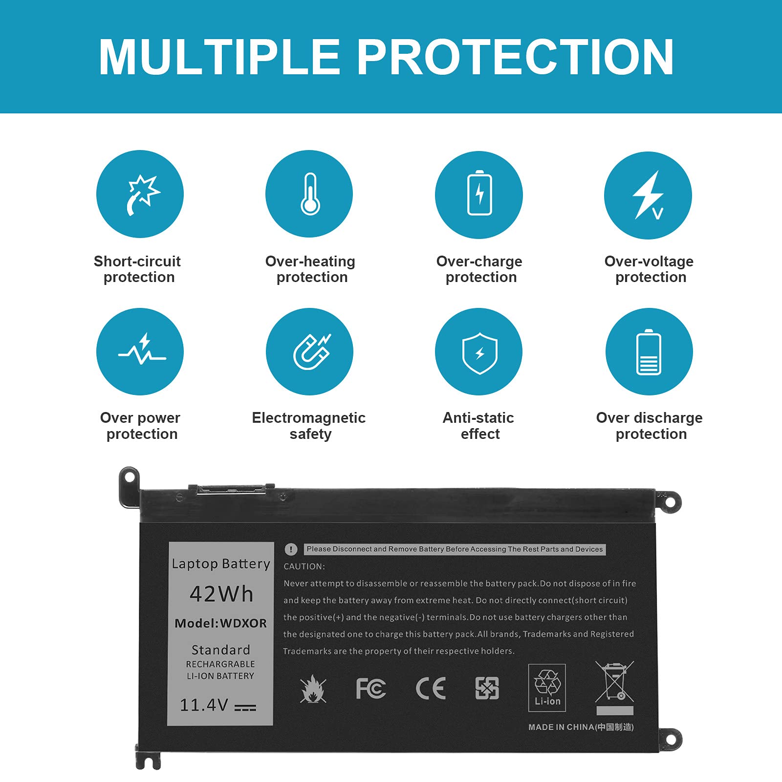 Tree.Nb Wdx0R Laptop Battery Replacement For Dell Inspiron 13 15 5000 7000 Series 5565 5567 5570 5578 7560 7570 7573 7579 5368 5