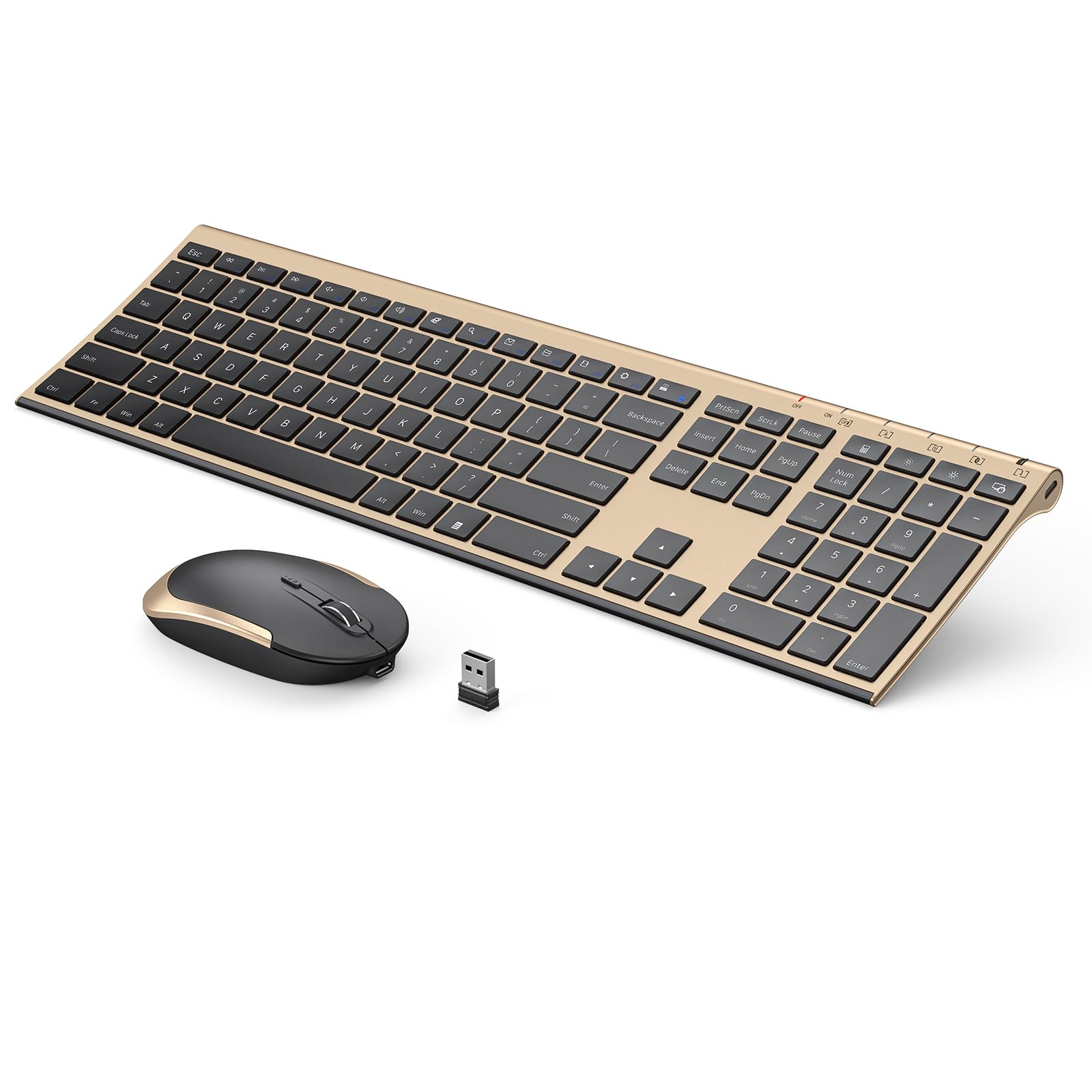 Wireless Keyboard And Mouse, Vssoplor 2.4Ghz Rechargeable Compact Quiet Full Size Keyboard And Mouse Combo With Nano Usb Receive
