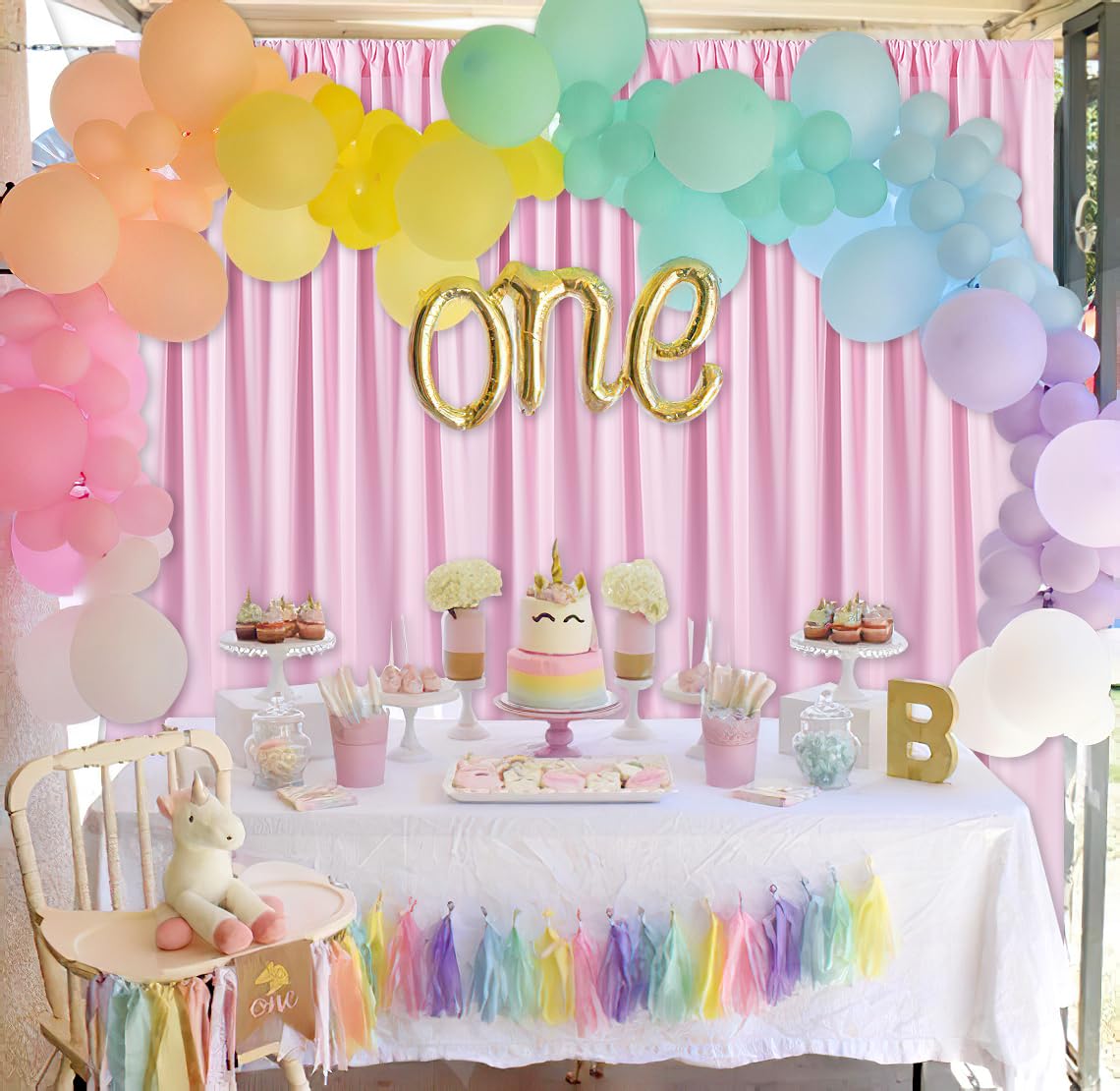 Mokohouse 10Ft X 8Ft Pink Backdrop For Parties Blush Pink Backdrop Drape For Birthday Light Pink Backdrop 2 Panels 5Ft X 8Ft