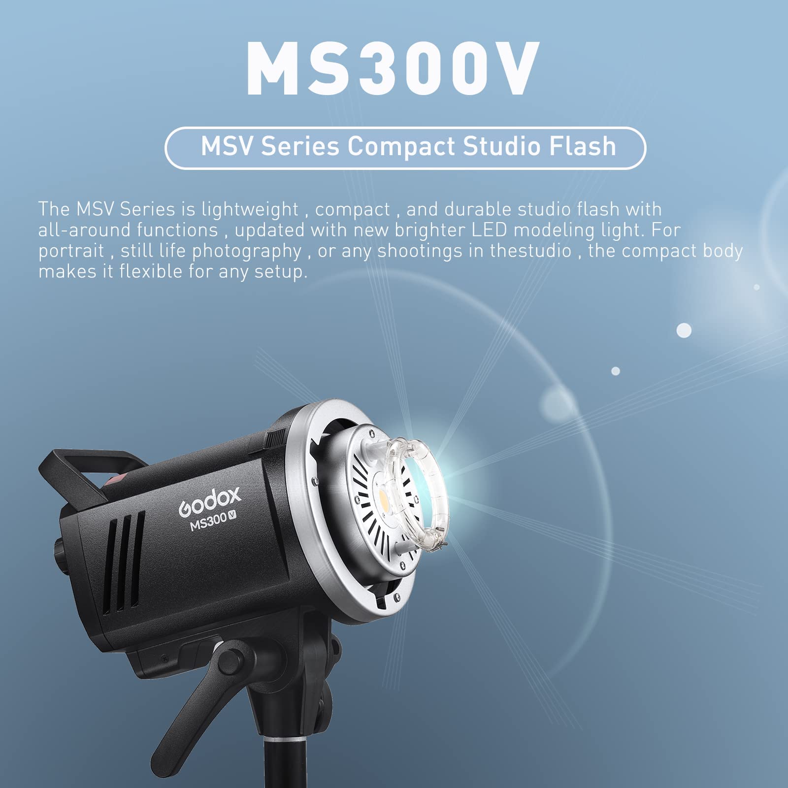 Godox Ms300V Studio Flash Kit (2X 300W) With 2 Softboxes, 2 Light Stands, 2 Reflectors, Led Modeling Lamps, 2.4G Wireless X Syst