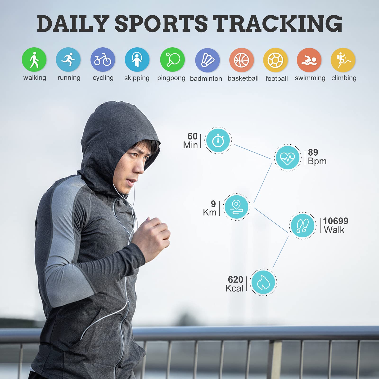 Filiekeu Men Smart Watch For Android Ios, Bluetooth Calls Voice Chat With Heart Rate/Sleep Monitor Fitness Tracker, 1.3 Full Tou