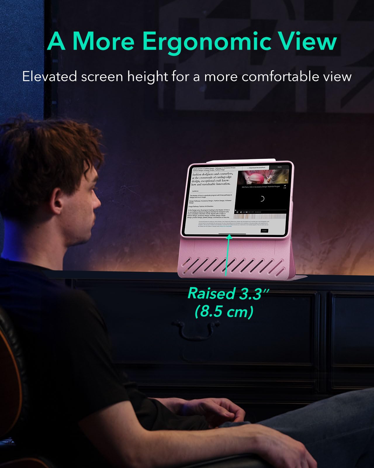 Esr For Ipad Pro 11 Inch Case 2024 5Th Generation (M4), Rotating Case With Removable Magnetic Cover, Adjustable Portrait/Landscape Stand With Raised Screen View, 9 Standing Angles, Shift Series, Pink