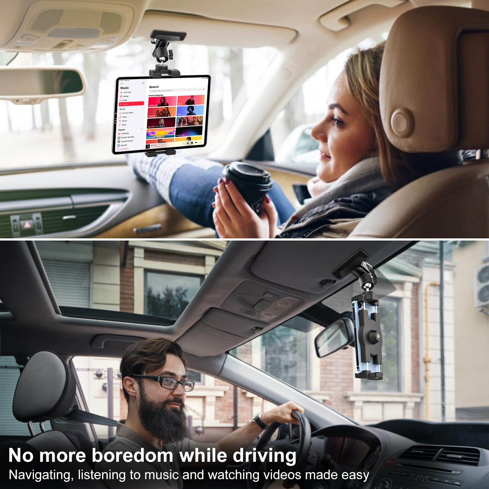 Gdzn Rotatable Sun Visor Tablet Holder, Universal Multi-Used Car Tablet Mount Clip With 1/4'' Screw For Ipad Pro Air Mini, Galax