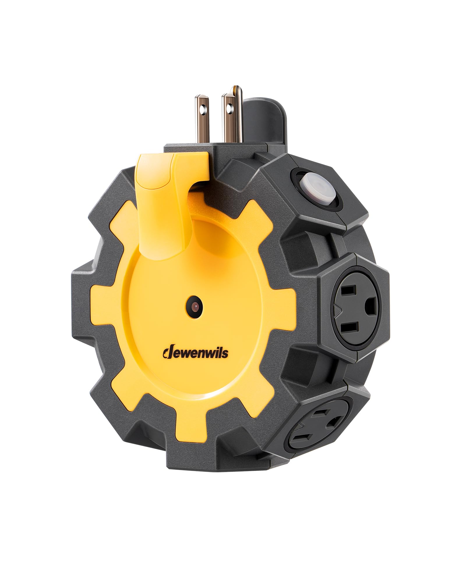 Dewenwils Heavy Duty 6 Outlet Power Hub With Swivel Safety Covers, Outdoor Extension Cord Adapter, Resettable 15A Circuit Breake