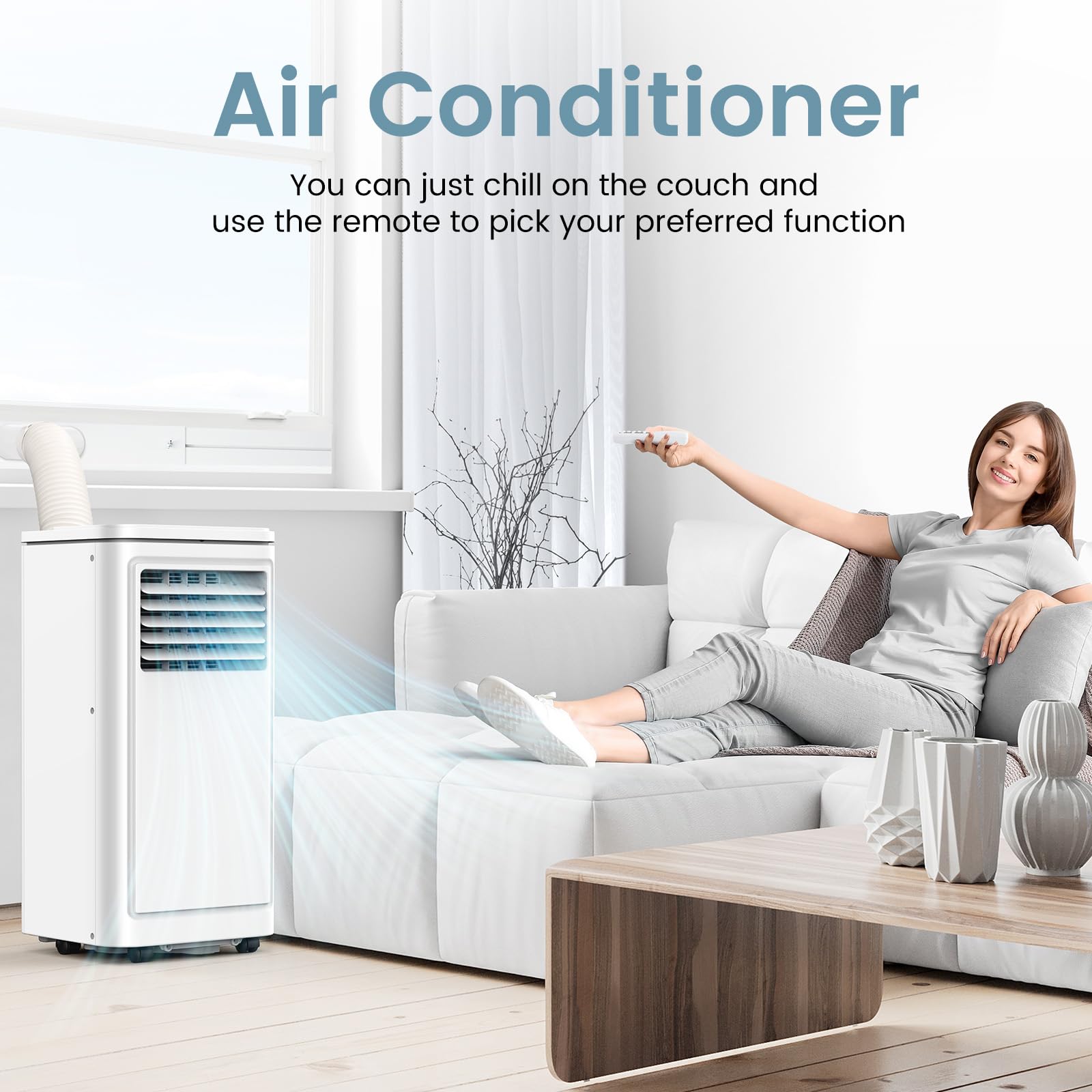 8000 Btu Portable Air Conditioners For Room Up To 350 Sq. Ft, 3-In-1 Mini Ac Unit For Bedroom With Dehumidifier & Fan Mode, Remo