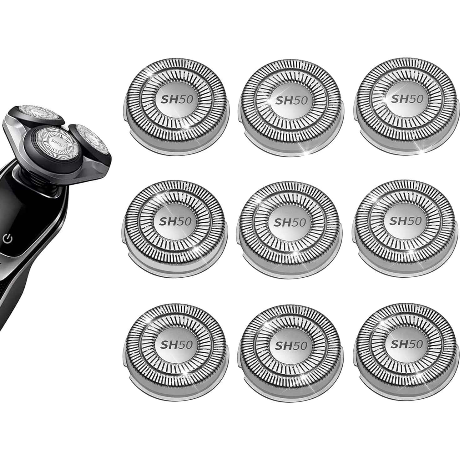 9 Pack Sh50 Replacement Heads Double Blades Compatible With Replacement Ph****S Norelco 5000 Replacement Electric Shaving Head R