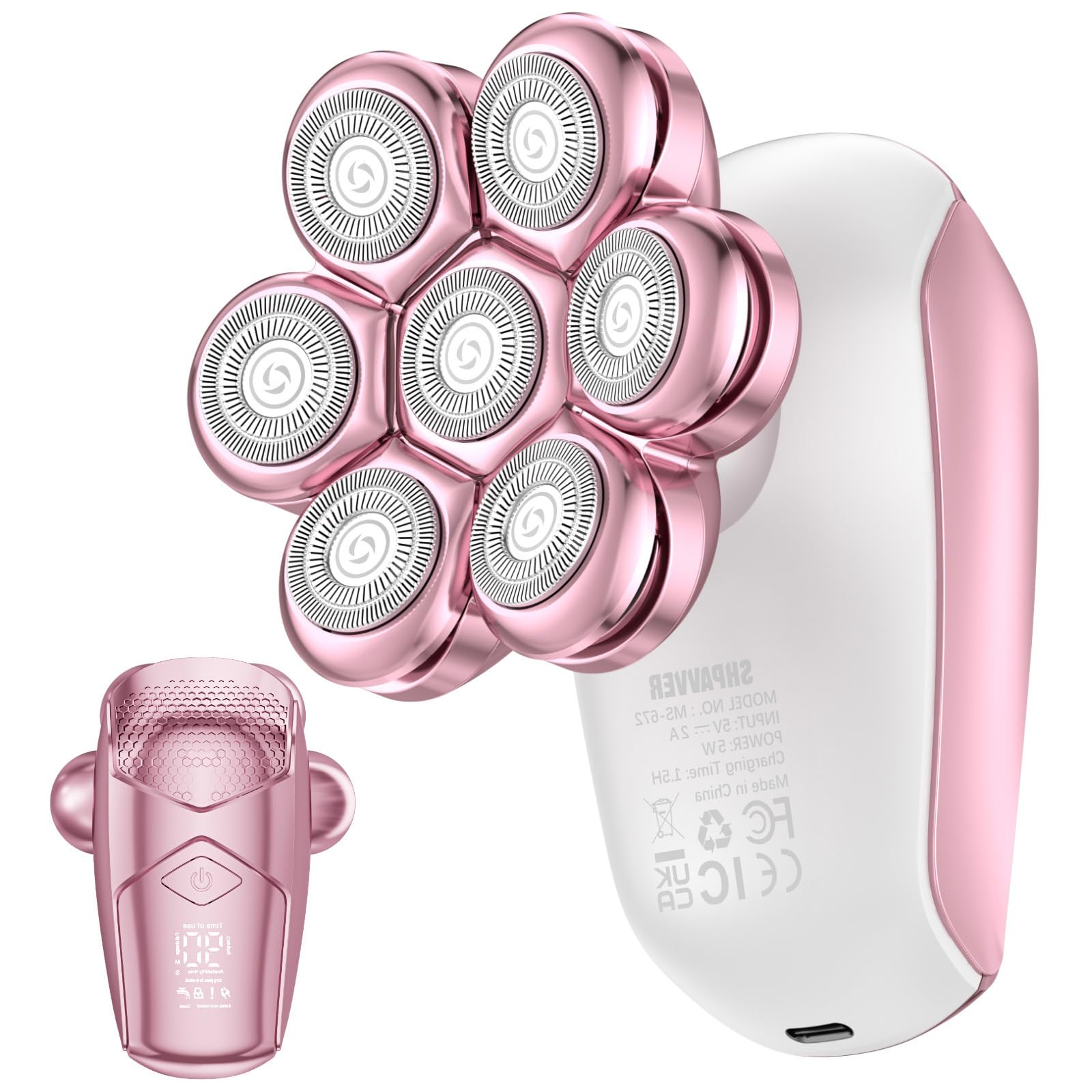 SHPAVVER Electric Razors for Women Legs: Rechargeable Body Shaver - Waterproof Wet Dry Hair Remover - Trimmer for Lady Face Unde