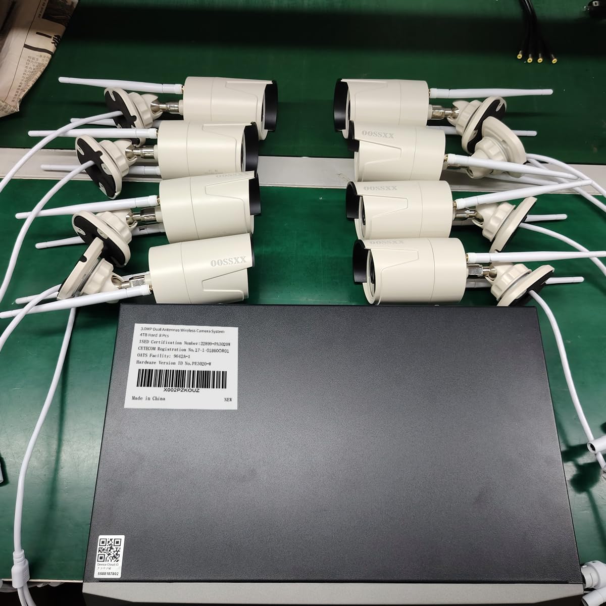 (Dual Antennas For Wifi Enhanced & 60 Days Storage) Ai Human Detected 2K 3.0Mp Wireless Security Camera System,Oossxx 10 Channel Nvr Hd Outdoor Home Surveillance Wifi Cameras Systems