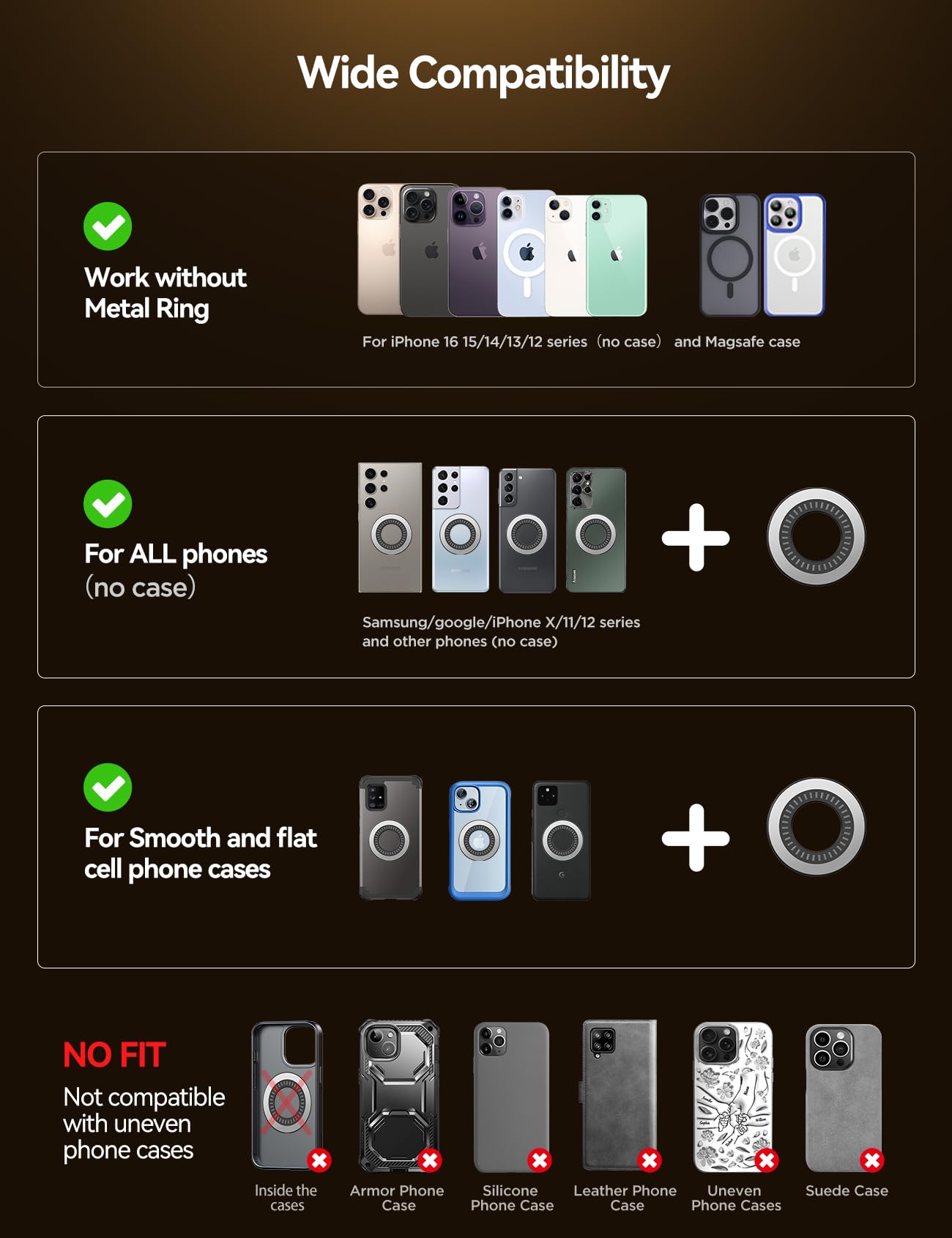 Joyroom For Magsafe Car Mount, All Metal Magnetic Phone Holder For Car, Strong Magnets Iphone Car Mount Hands Free Phone Holders