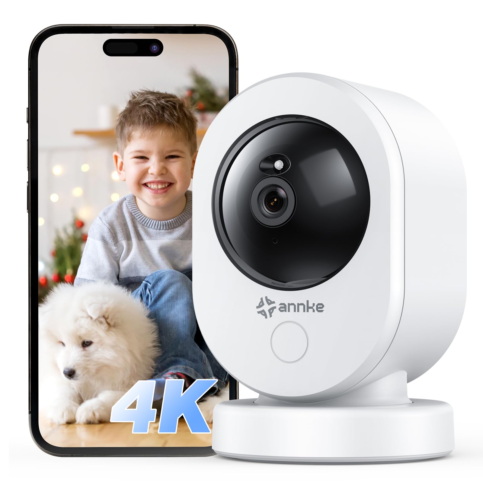 Annke 4K Uhd Indoor Security Camera, Crater Reno 8Mp Smart 2.4/5 Ghz Wifi Camera With Ptz, Night Vision, 2 Way Audio, Smart Huma