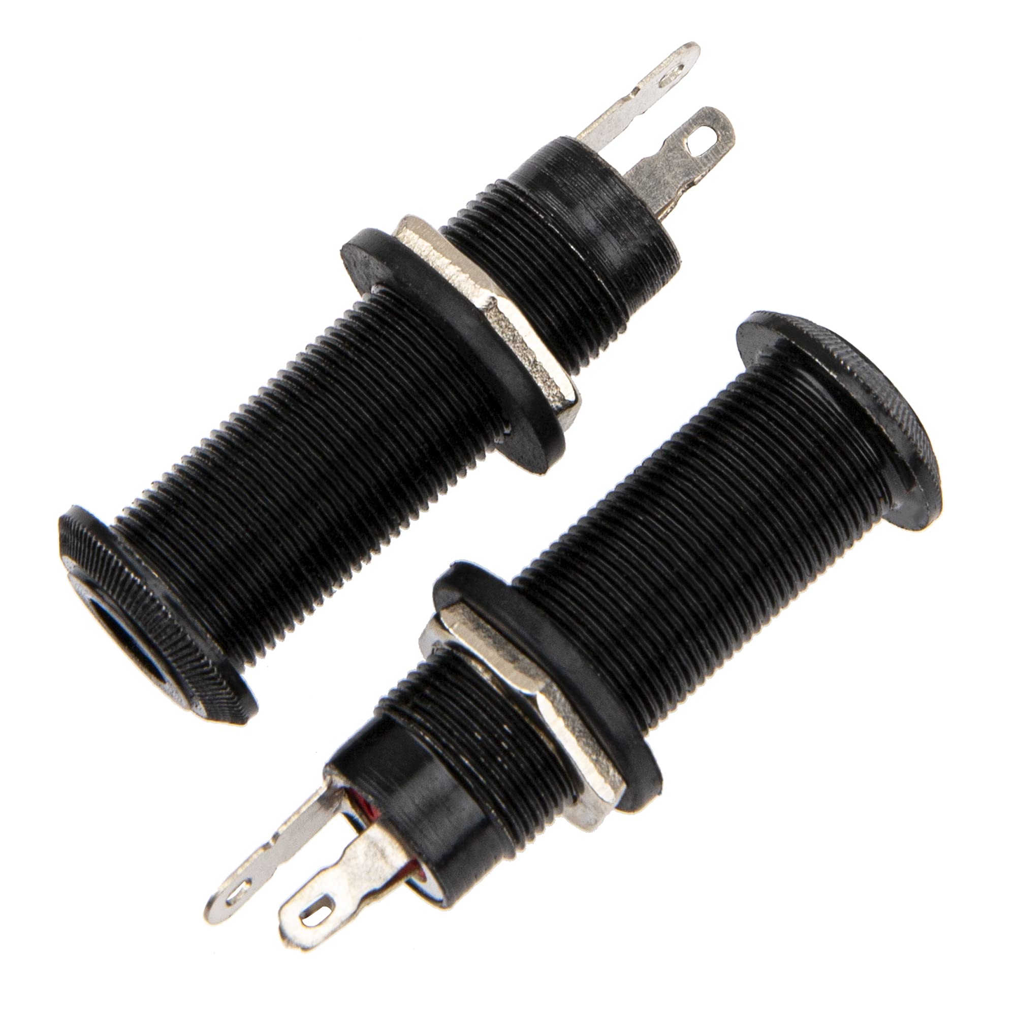 2Pcs Yootones Threaded Cylinder Output Jack Flush Mount Stereo Mono Jack Plug Sockets Compatible With Guitar Eq Pickup (Black)