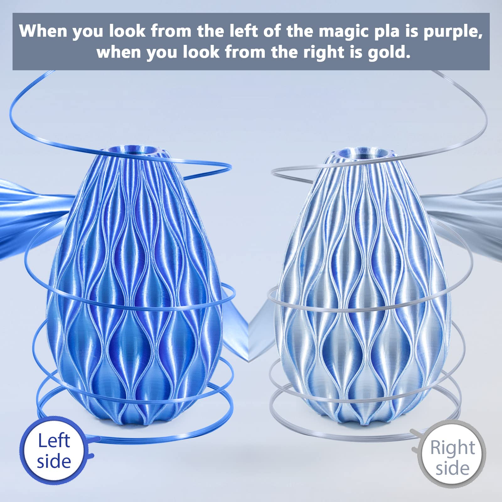 Isanmate Pla 3D Printer Filament, Pla Filament 1.75Mm Dual Color Silk Pla, Silk Blue Silver 3D Printing Filament,1 Kg Spool