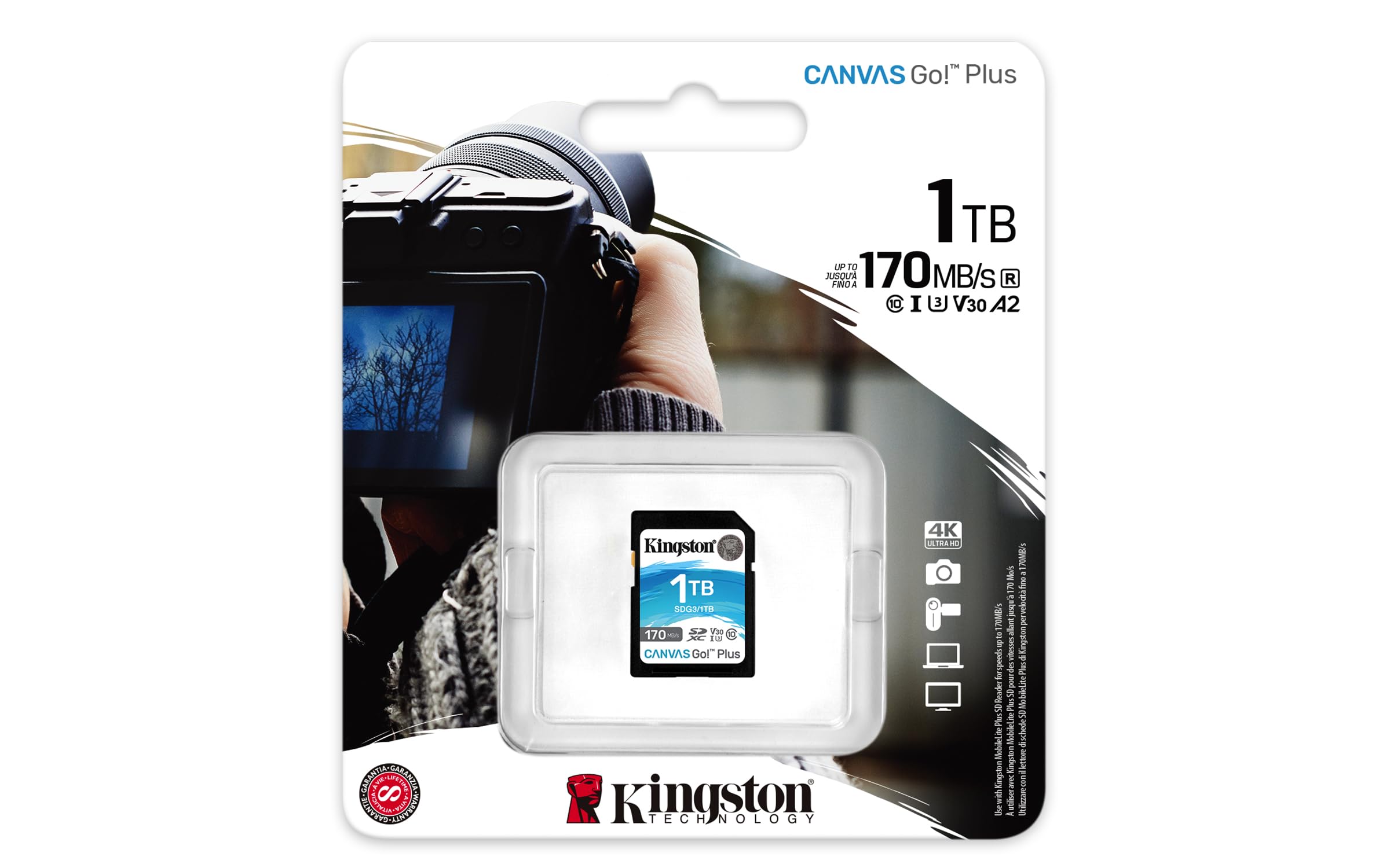 Kingston 1Tb Canvas Go Plus Microsdxc Card | Up To 170Mb/S | Class 10, Uhs I, U3, V30, A2 | Sdcg3/1Tb