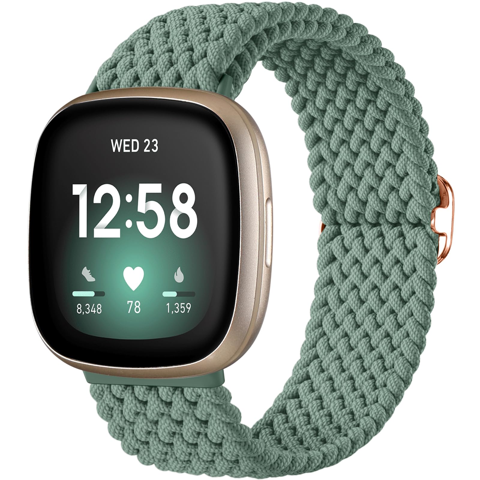 Maledan Compatible For Fitbit Sense/Sense 2/ Versa 3/ Versa 4 Bands Women Men, Adjustable Stretchy Solo Loop Elastic Nylon Sport