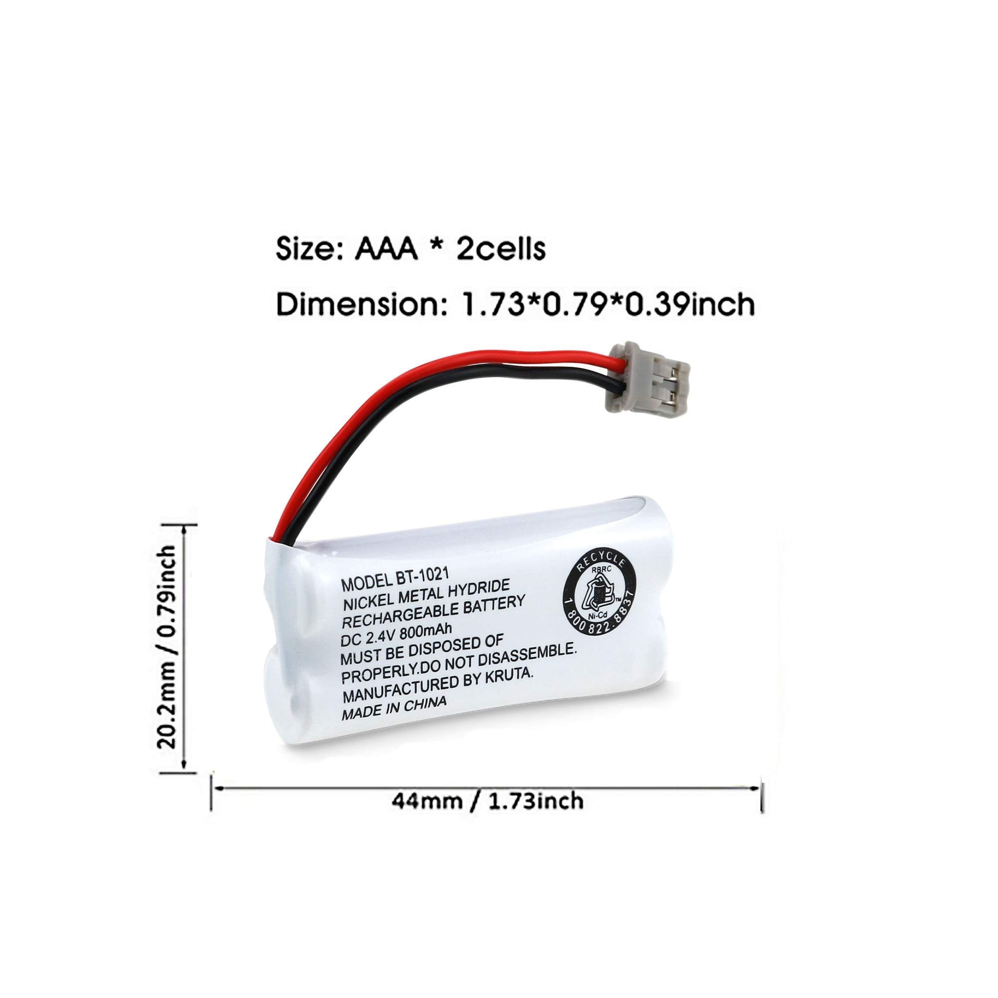 Kruta Cordless Phone Battery Bt 1021 Bbtg0798001 Compatible With Uniden Bt 1021 Bt1021 Bt 1008 Bt 1016 Bt 1025 2.4V 800Mah Cordl