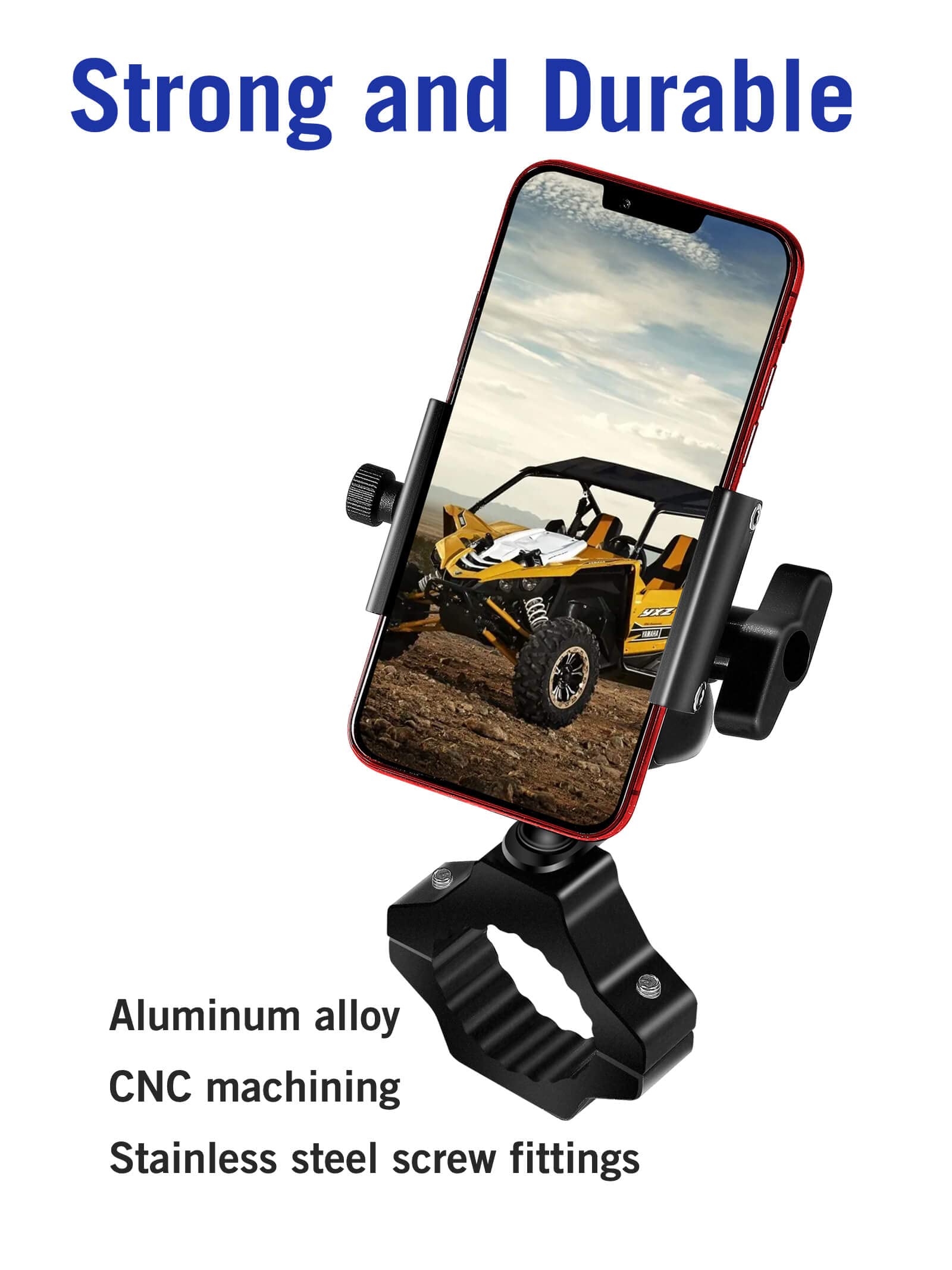 Zidiyoruo Utv Phone Holder, Sxs Phone Holder Mount On 1.75'' 2'' Roll Cage Bar, Fits 4.7'' 7.8'' Smart Devices. Stable And Stron