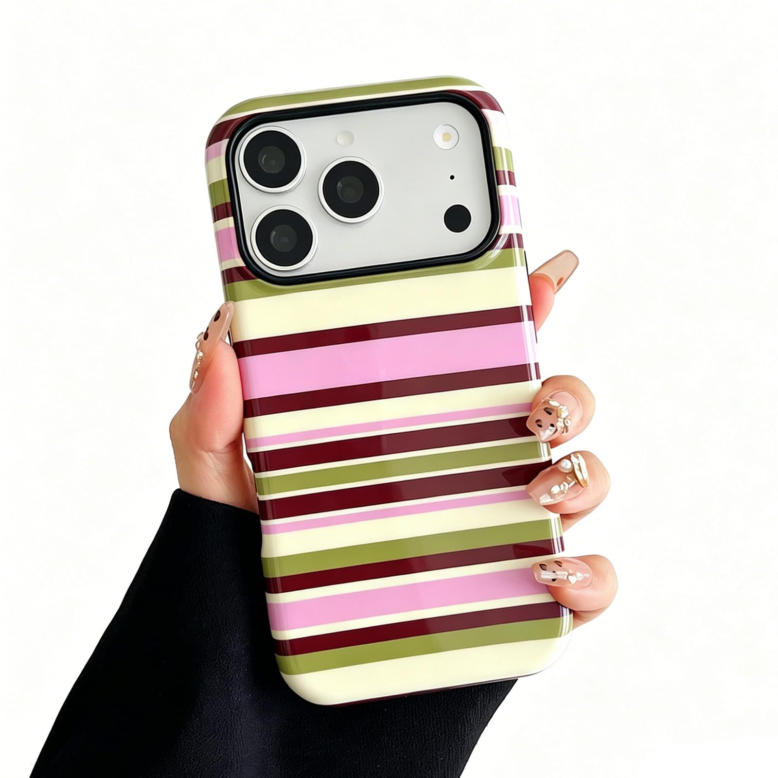 Sayoaho for iPhone 17 Pro Case Cute Yellow Colorful Striped Phone Case