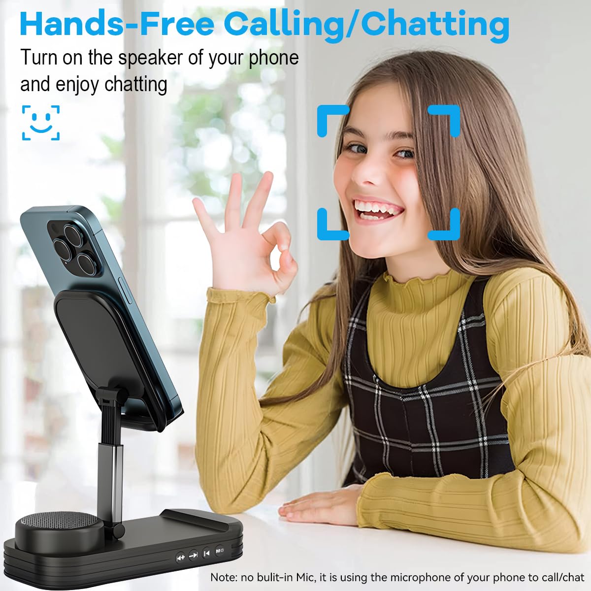 Christmas Tech Gift For Men, Cell Phone Stand With Wireless Bluetooth Speaker, Thanksgiving Present For Him Dad Who Wants Nothing, Desktop Cool Gadget Unique Idea Gift For Mom Wife Her