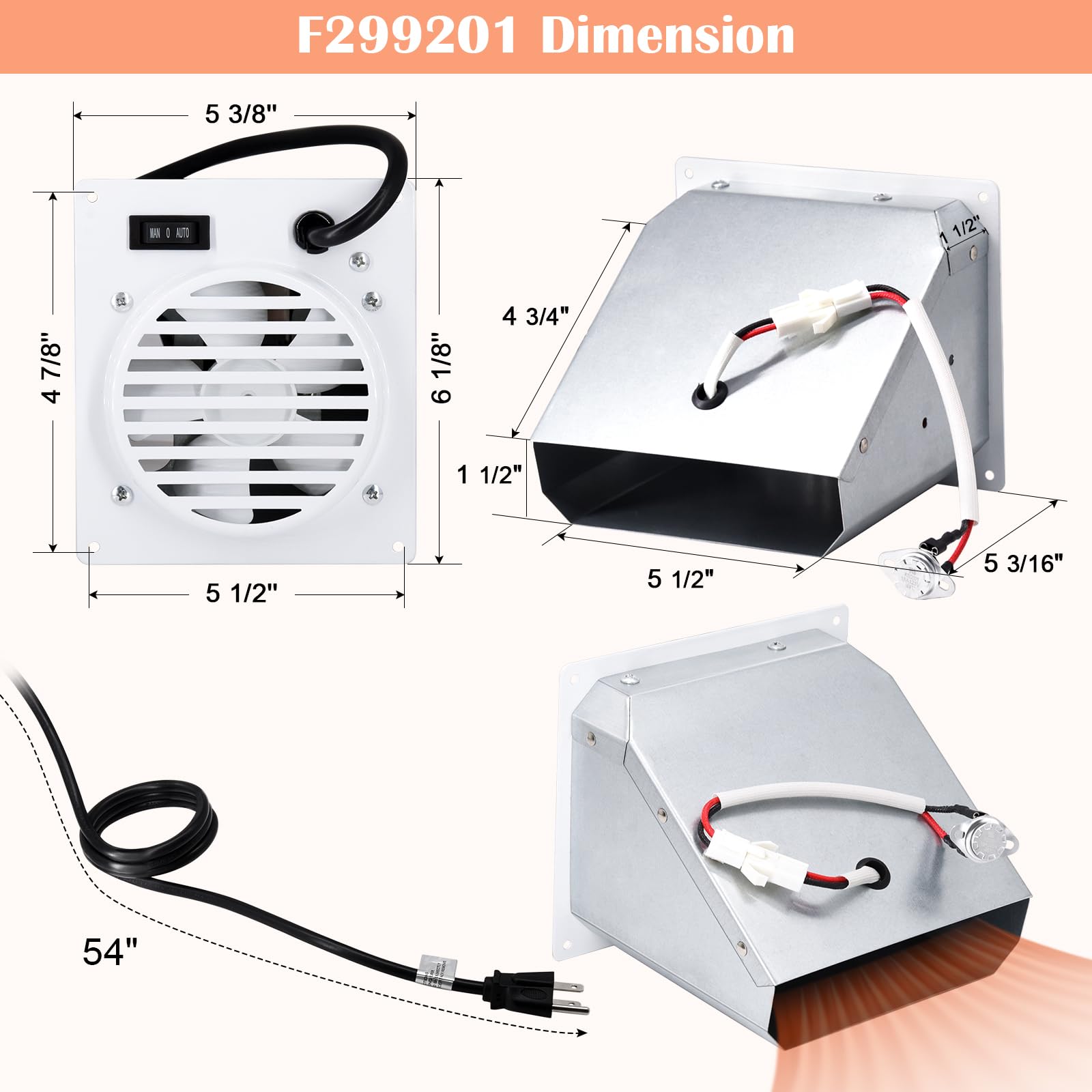 Hiorucet F299201 Blower Fan Kit For Mr. Heater 20,000 30,000 Btu Vent Free Heaters (2016 To Present), Replacement F299201 Vent F