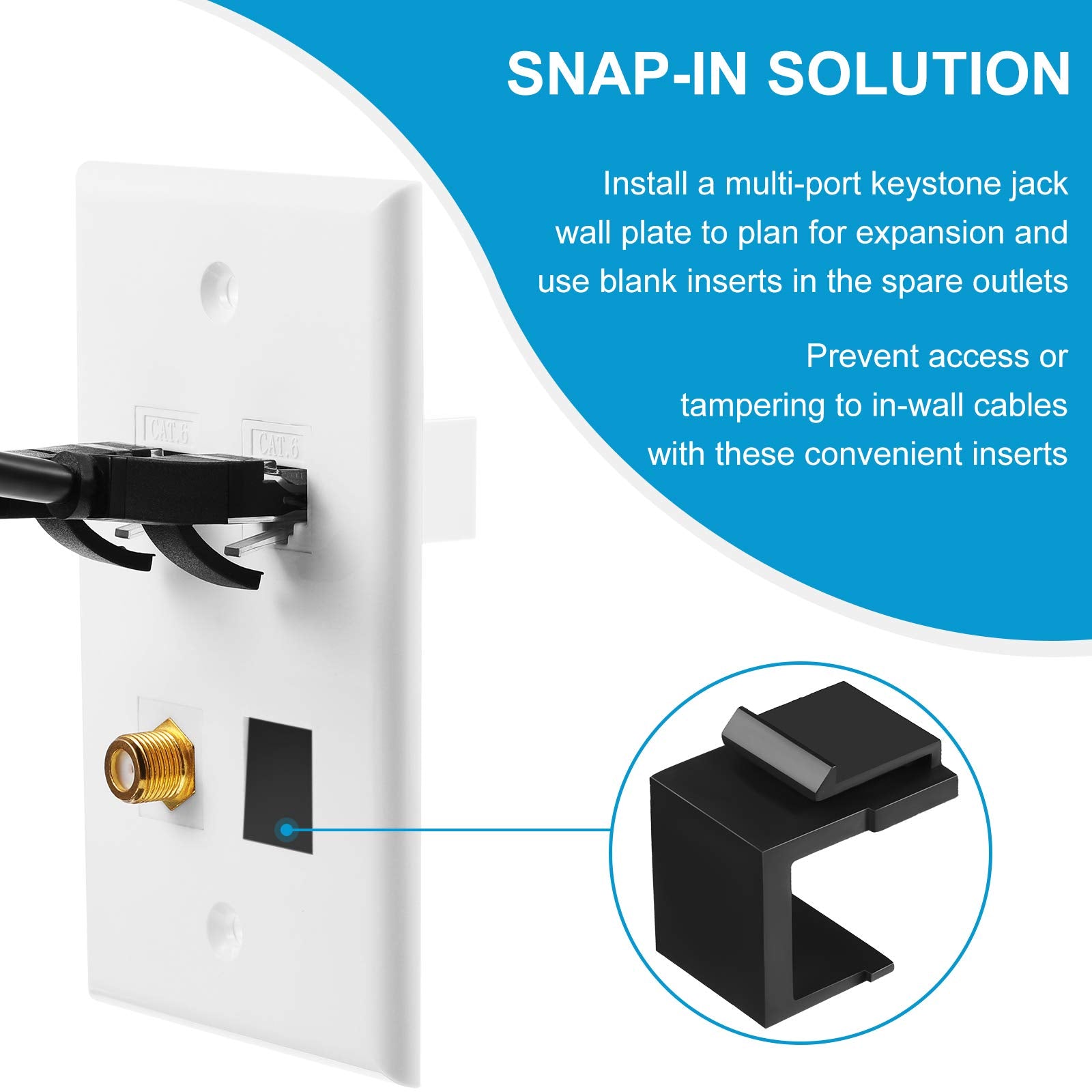 80 Pieces Blank Keystone Jack Inserts For Keystone Wallplate Blank Insert For Wall Plate (Black)