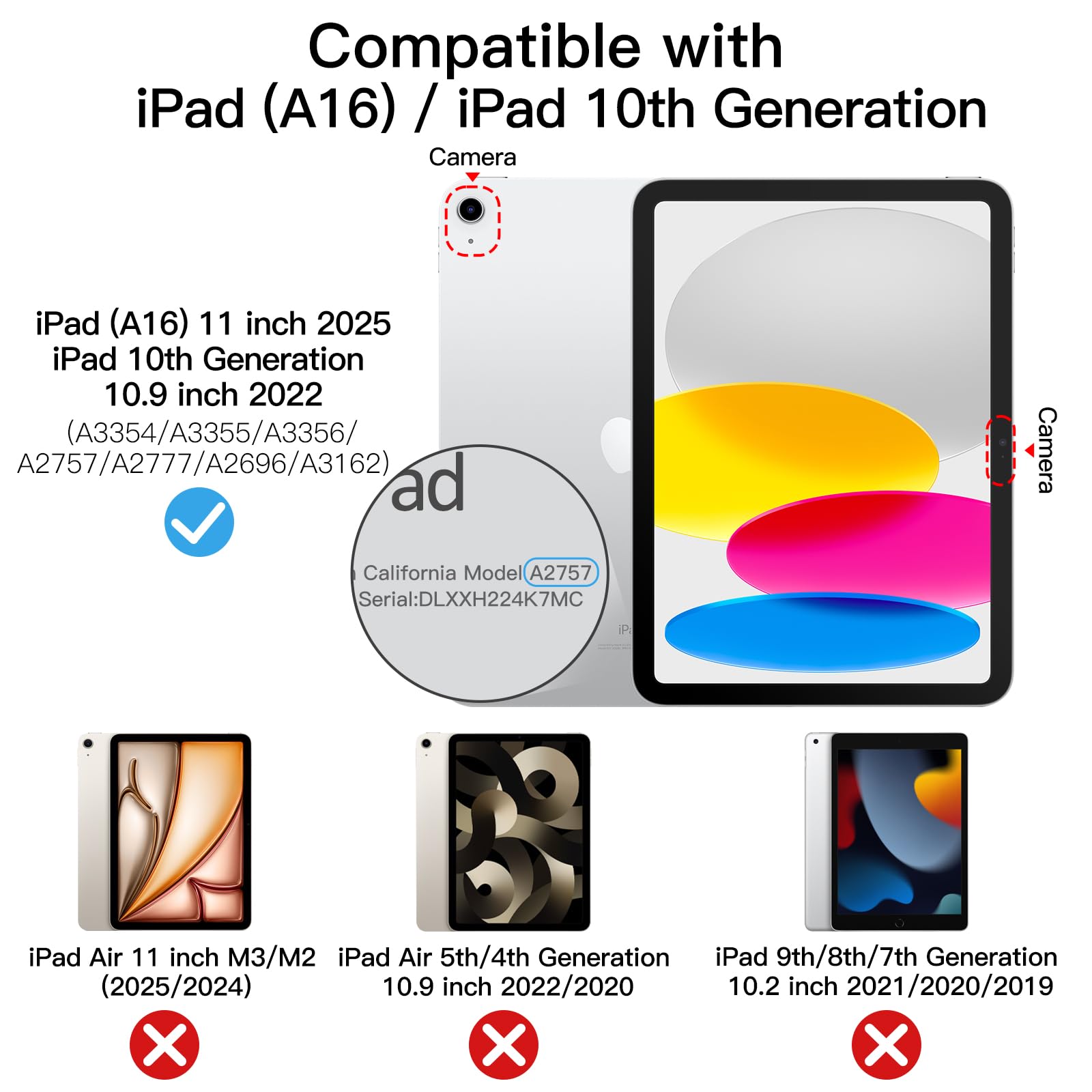 Jetech Case For Ipad (A16) 11Th/10Th Generation (2025/2022), Slim Stand Hard Back Shell Cover With Auto Wake/Sleep (Black)