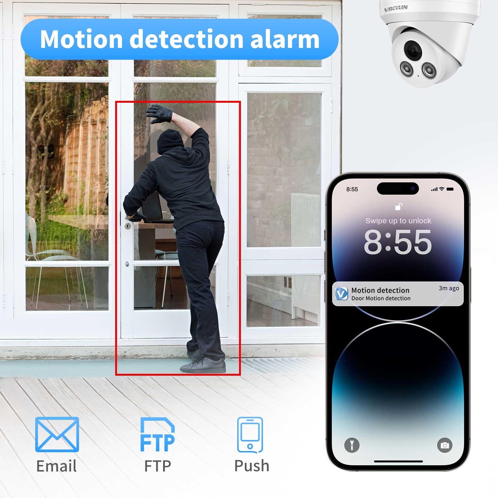 Vikylin 5Mp Ip Poe Security Camera With Smart Dual Light Full Color Night Vision, Built In Mic,Active Deterrence For Human Detec