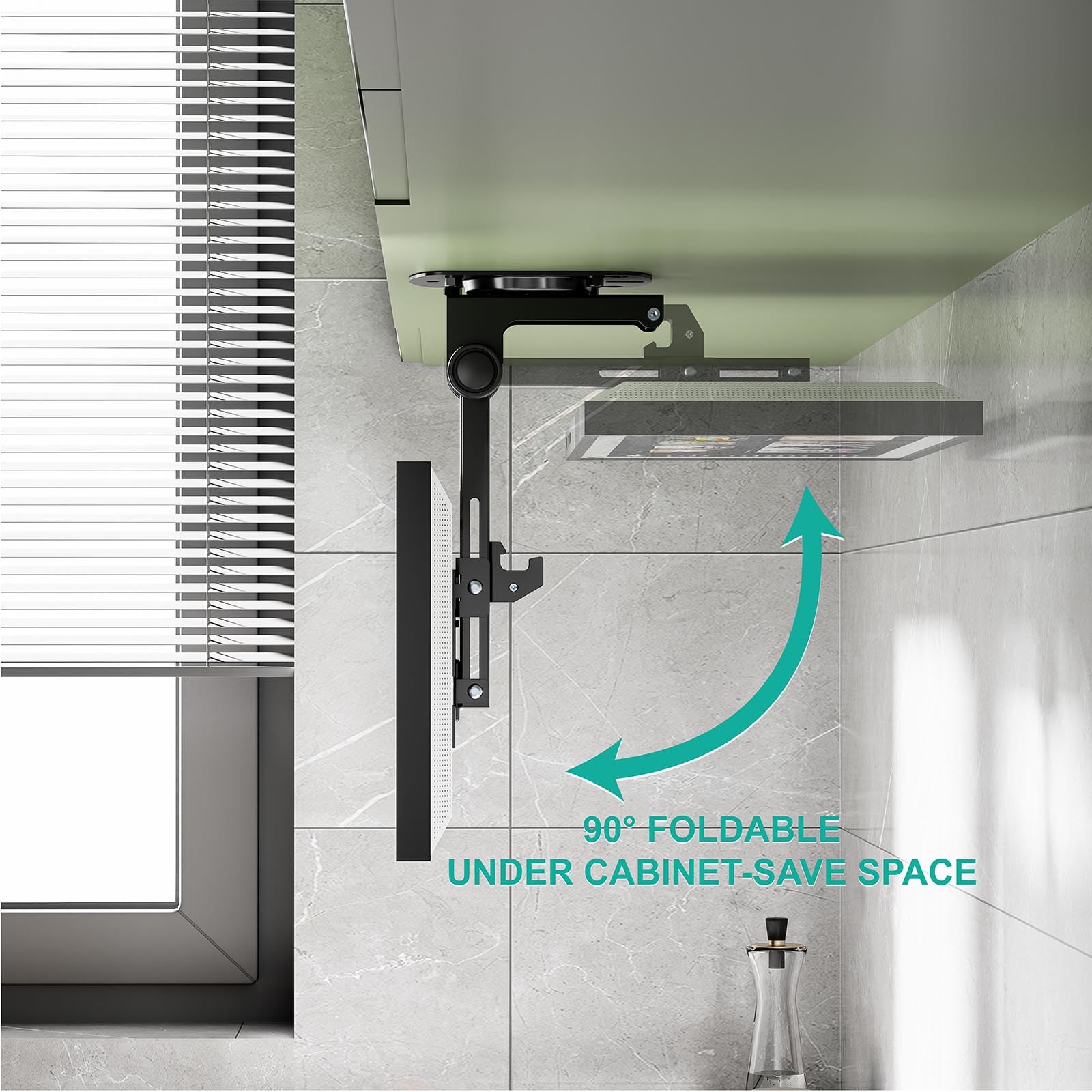 WALI Folding Ceiling TV Mount, Swivel and Flip Down TV Bracket for 13 27 inch Flat Screens, Height Adjustable TV Mount Saving Space, Max Mounting Holes 100x100mm(FCM101), Black