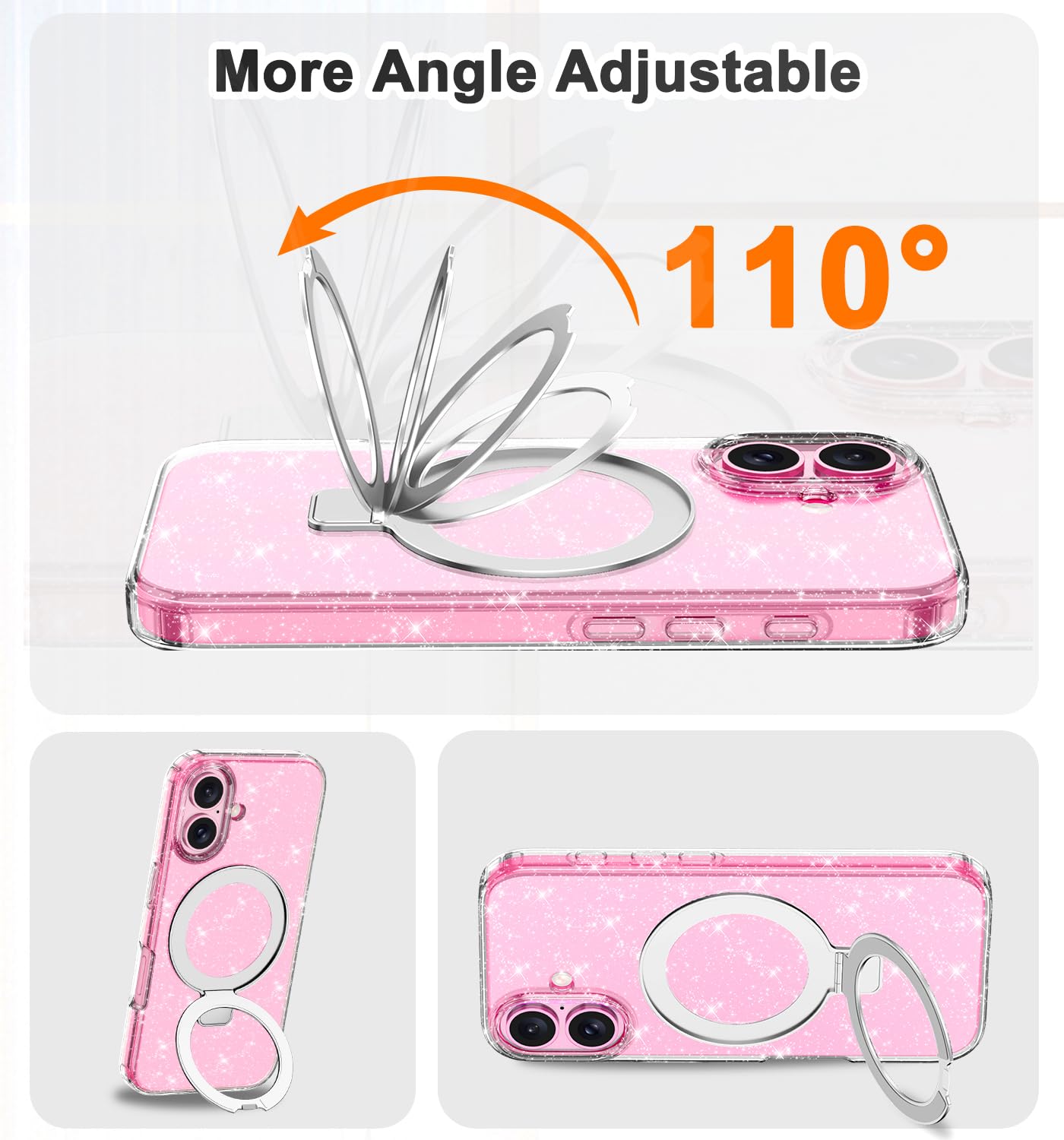 Lamcase For Iphone 16 Case With Magnetic Invisible Ring Stand [Compatible With Magsafe], Full Body Rugged Slim Women Men Girl Sh