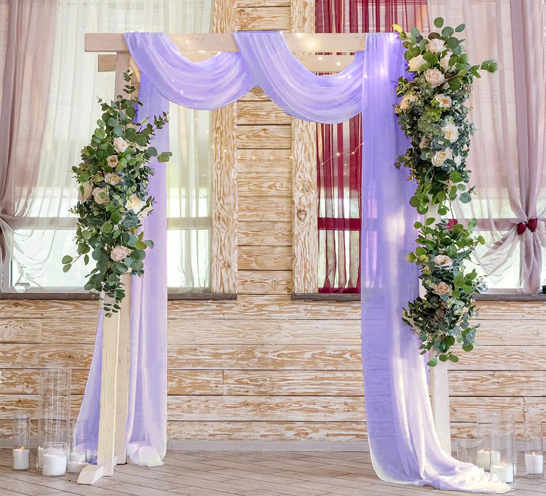 Lavender Wedding Arch Draping Fabric 29'' X 20Ft Chiffon Fabric Sheer Drapes For Wedding Ceremony Arbor Party Handrail Stairs Sw