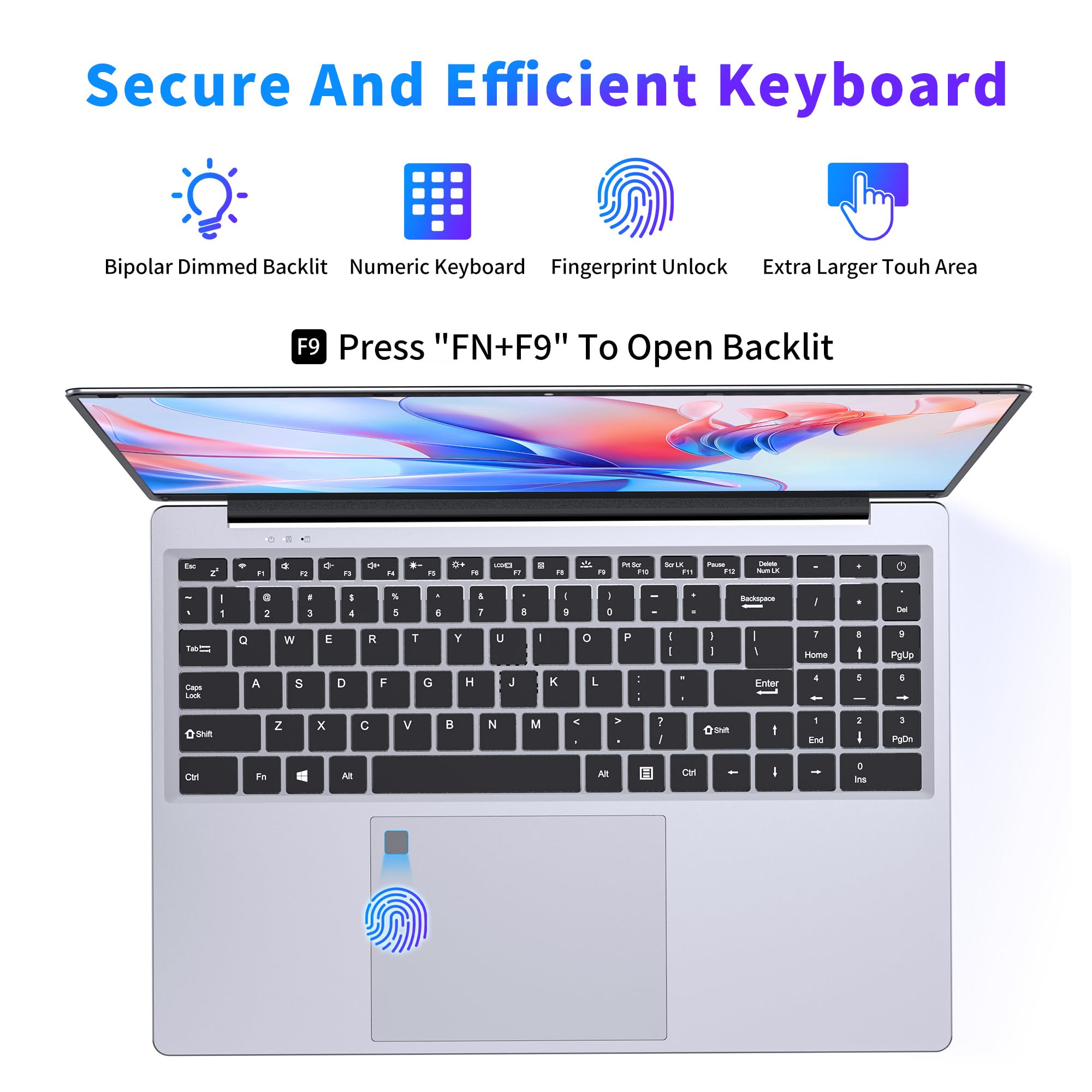 Niakun 16 Inch Laptop Computer | Gaming Laptop | 16Gb Ram 1Tb Ssd | N100 Processor | Fhd 1920 * 1200 | 180 Angle Open | Backlit