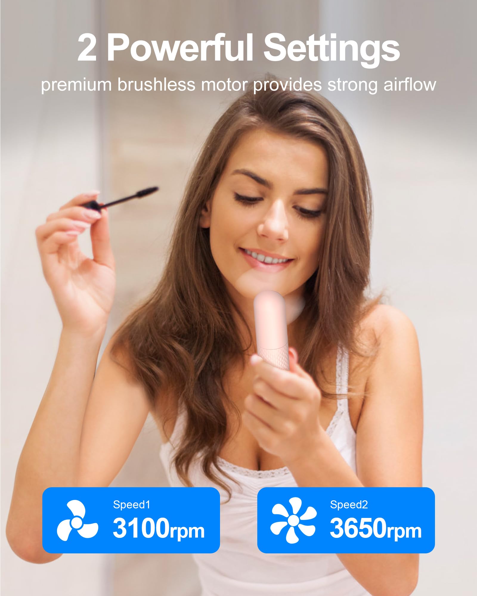 Coohea Handheld Fan Powerful Mini Fan Usb Rechargeable Portable Fan Battery Operated Small Fan Little Makeup Lash Fan Hand Held