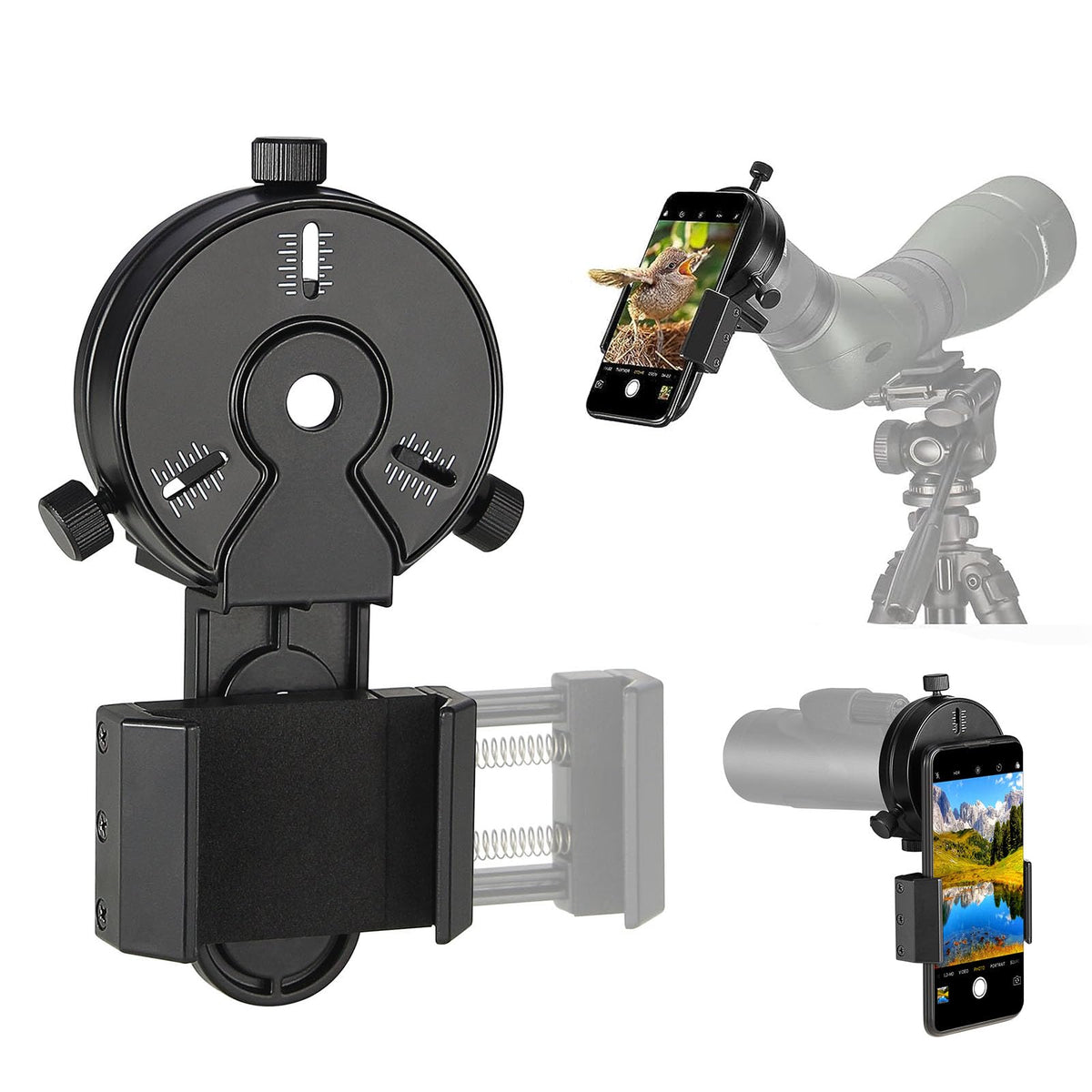 Cell Phone Adapter Mount for Vortex Bushnell Celestron Barska Spotting Scope Big Eyepiece Adapter Mount Work with Binoculars Monocular Spotting Scope Telescope For iPhone 6Plus Samsung HTC LG and More