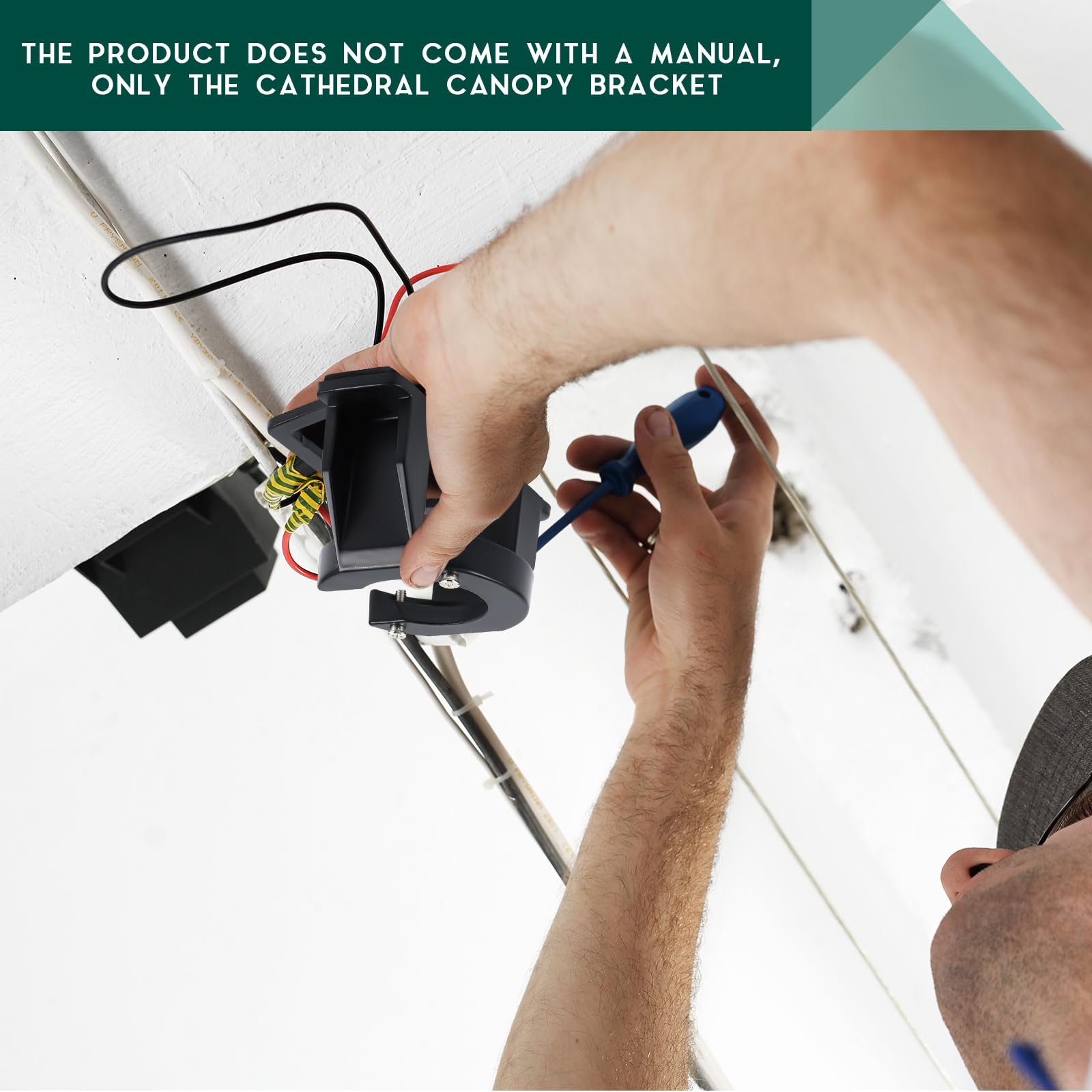 Zonon 2 Pcs Ceiling Fan Mounting Bracket Ceiling Fan Mounting Kits Ceiling Fan Parts For Cathedral Canopy Living Room, Black (Wi