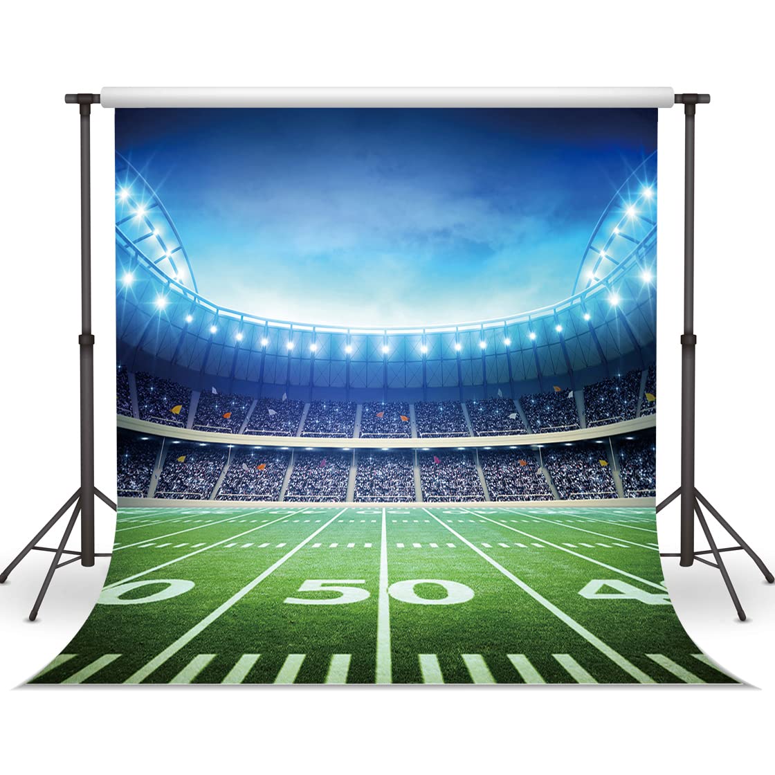 Lywygg 8X8Ft Sport Backdrop Football Field Backdrop Photography Props Auditorium Light Themed Sport Night Spotlight Decorations