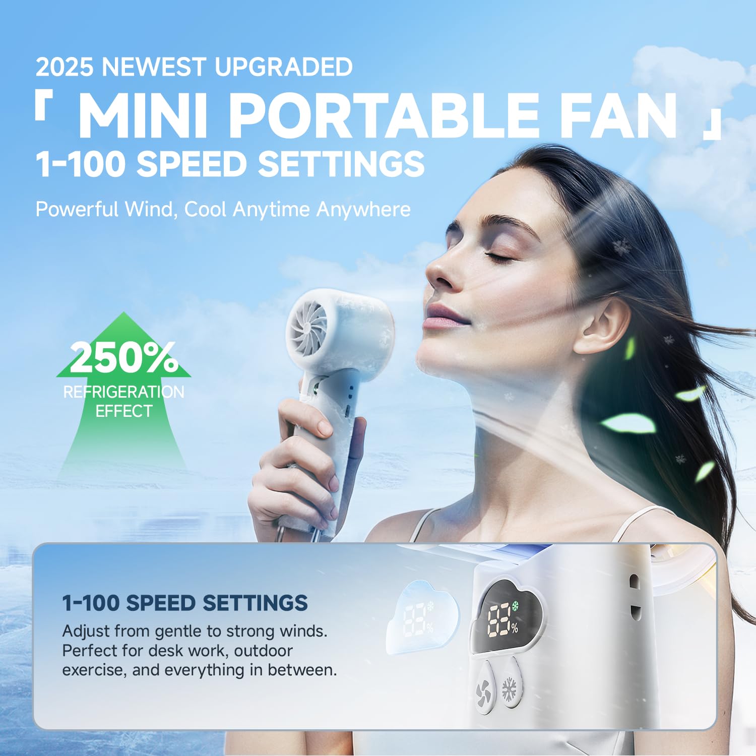 Doogoocoo [2025 Upgrade] Portable Cooler Handheld Fan, [Coldest Turbo Hand Fan] 15000Rpm 24H Max Cooling Time Highly Speed (1-10